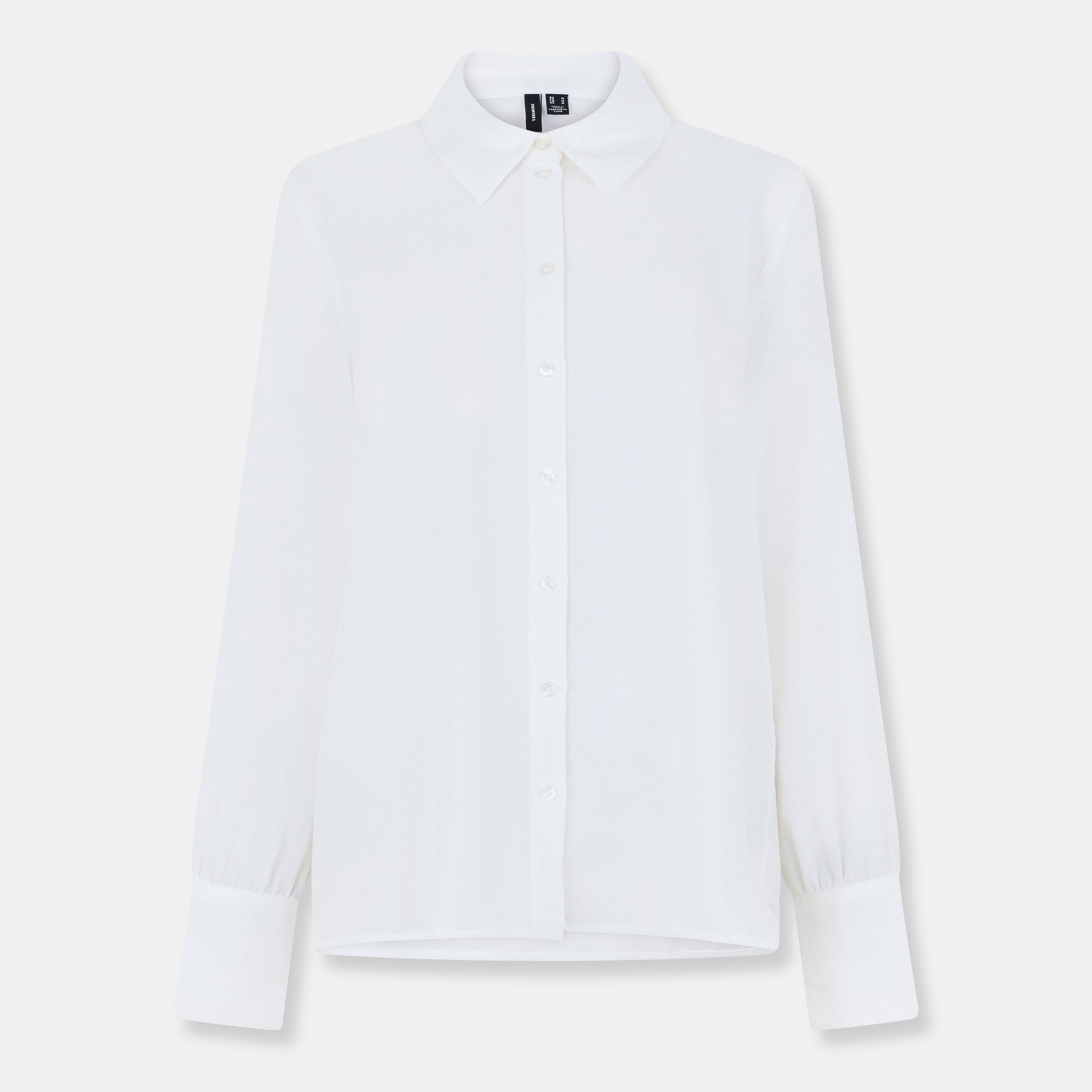 Vero Moda Women's Harper Long-Sleeve Patterned Shirt - Snow White - 8 (XS)