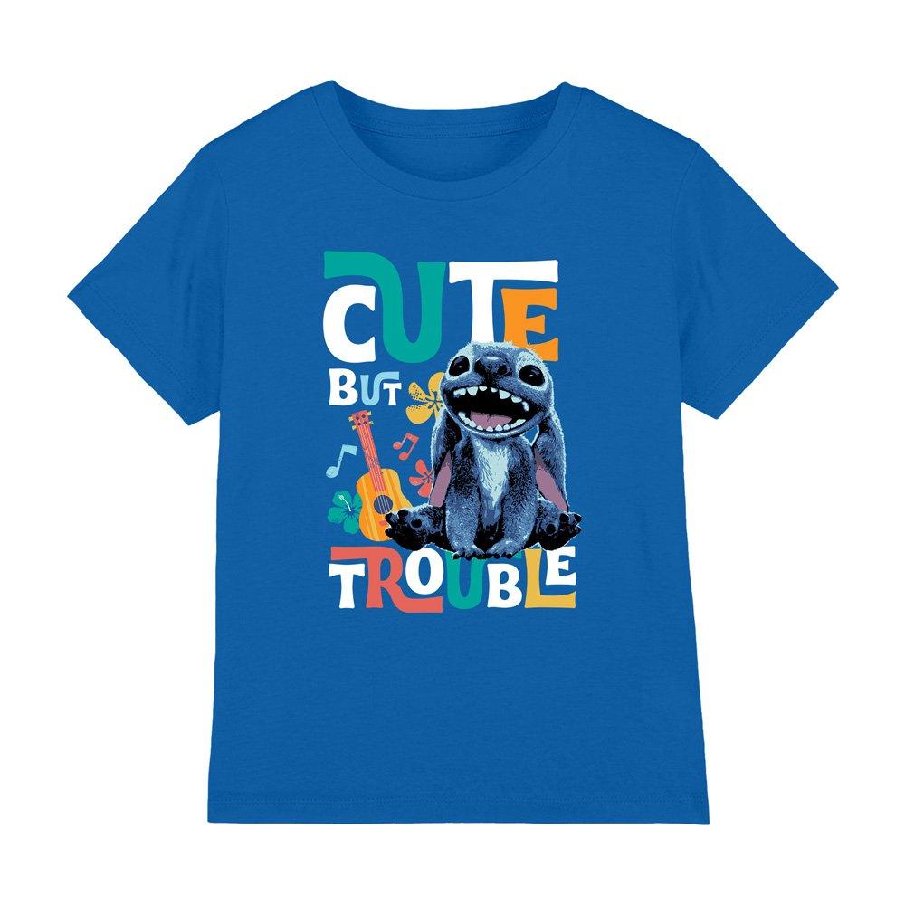 Dark Blue - Disney - Stitch Cute But Trouble Kids T-Shirt Royal Blue - 1