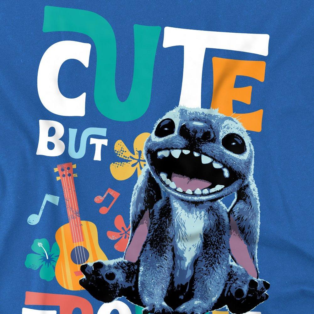 Dark Blue - Disney - Stitch Cute But Trouble Kids T-Shirt Royal Blue - 2