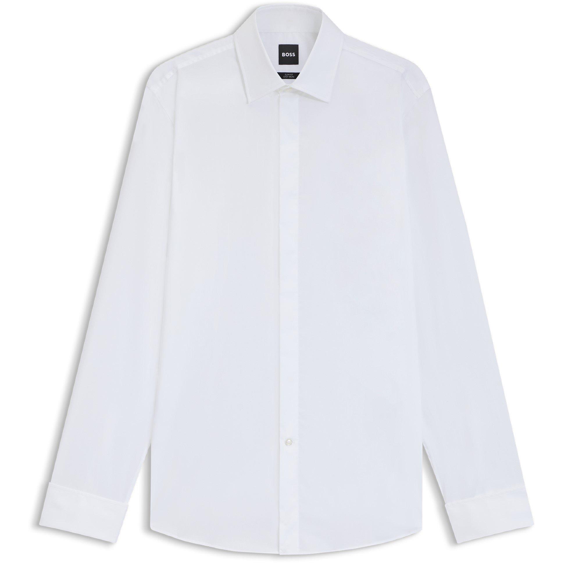 White 100 - Boss - Men's Long Sleeve Plain Shirt - 1