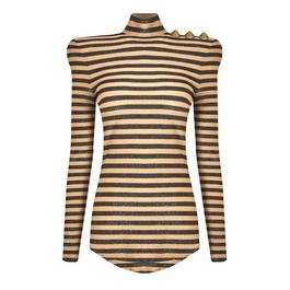 Balmain Lurex Embellished Striped Top