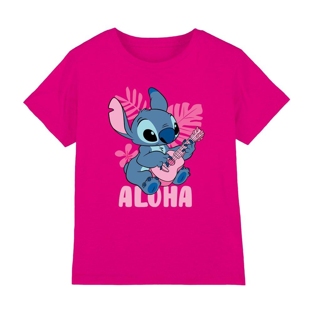 Bright Pink - Disney - Lilo & Stitch Palm Beach Aloha Kids T Shirt Fuchs - 1