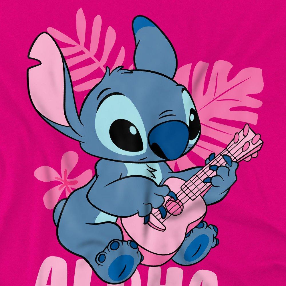 Bright Pink - Disney - Lilo & Stitch Palm Beach Aloha Kids T Shirt Fuchs - 2