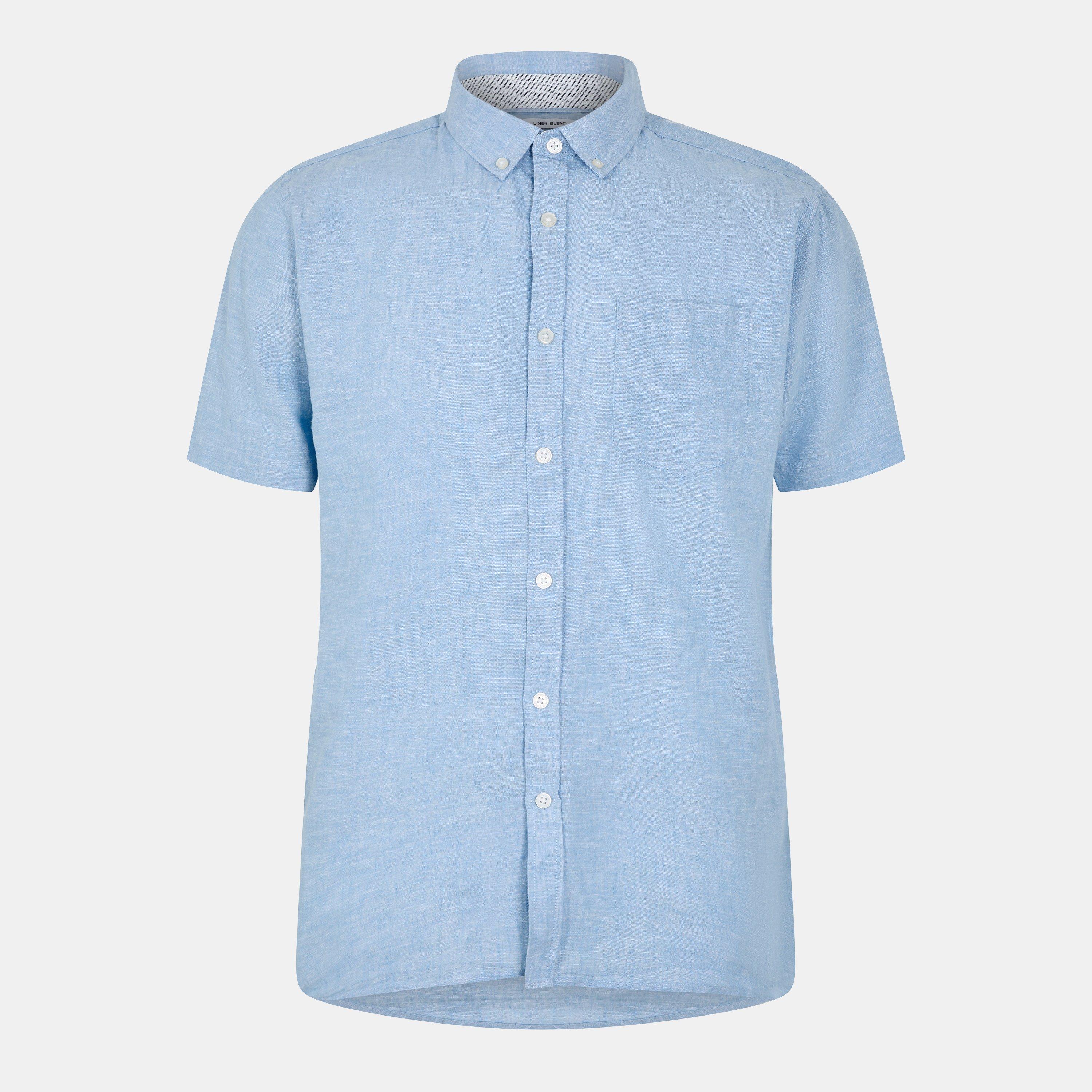 Threadbare Men's Dragon Short-Sleeve Bowling Shirt - Denim - Small