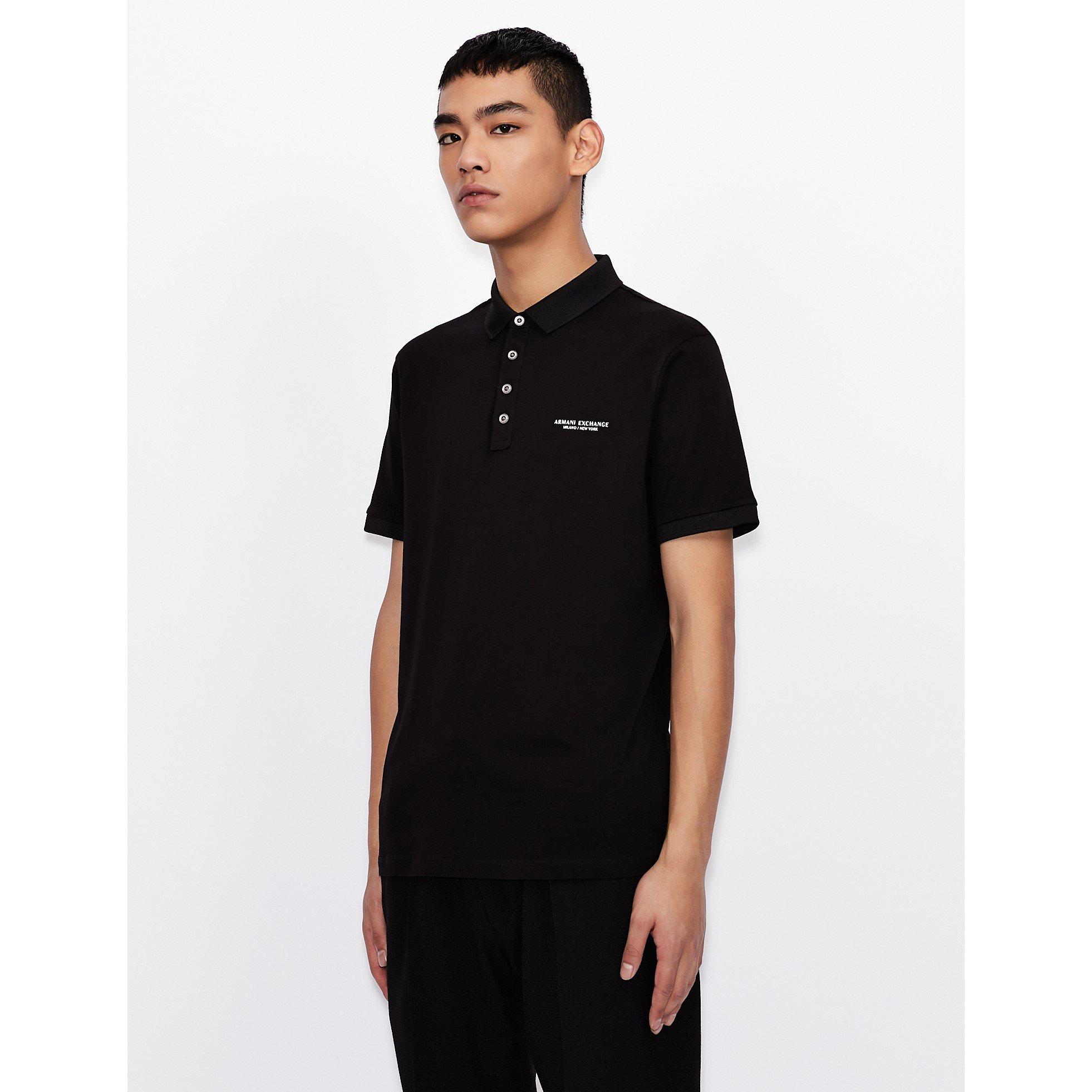 Preto 1200 - Armani Exchange - Jersey Cotton Polo Shirt - 3