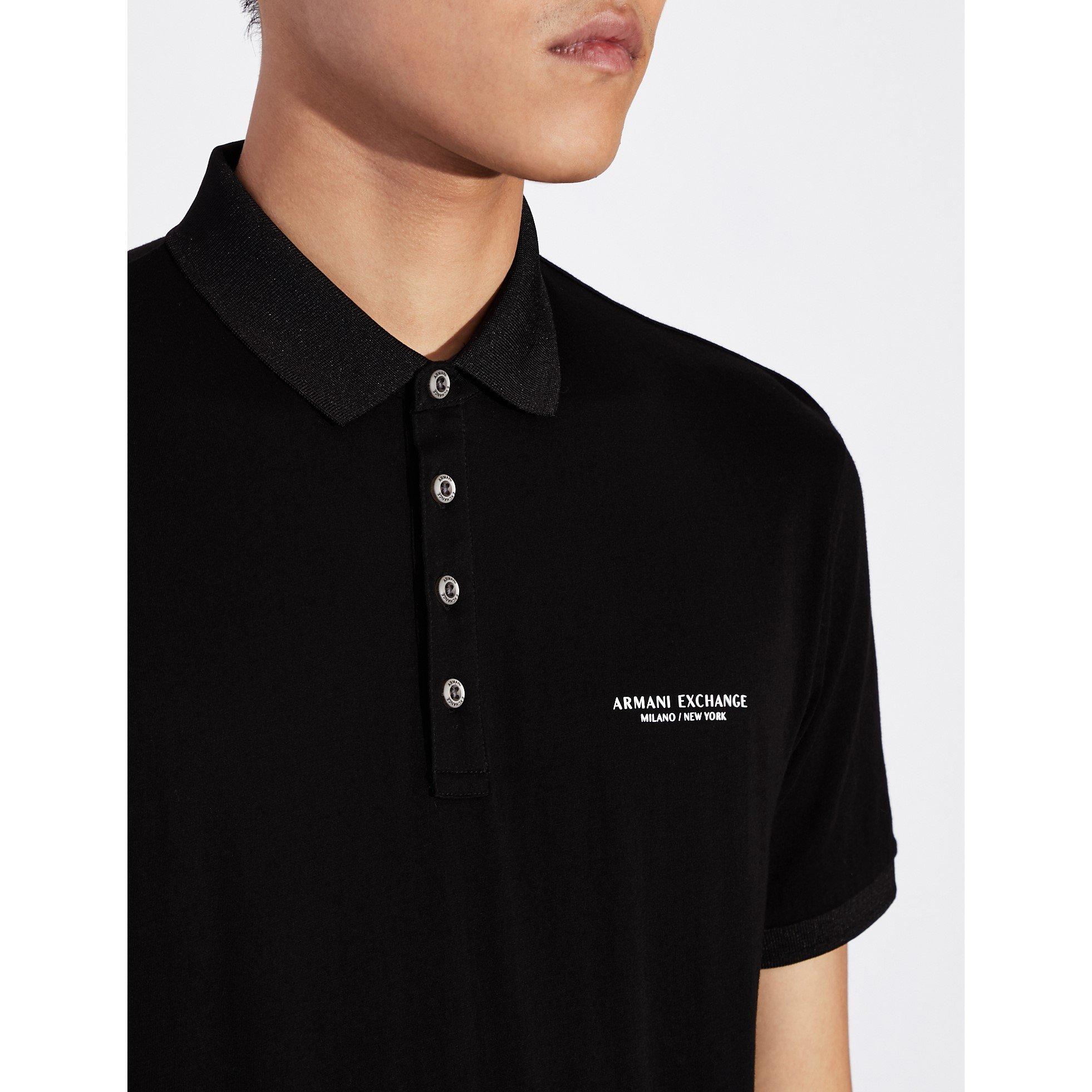 Preto 1200 - Armani Exchange - Jersey Cotton Polo Shirt - 5