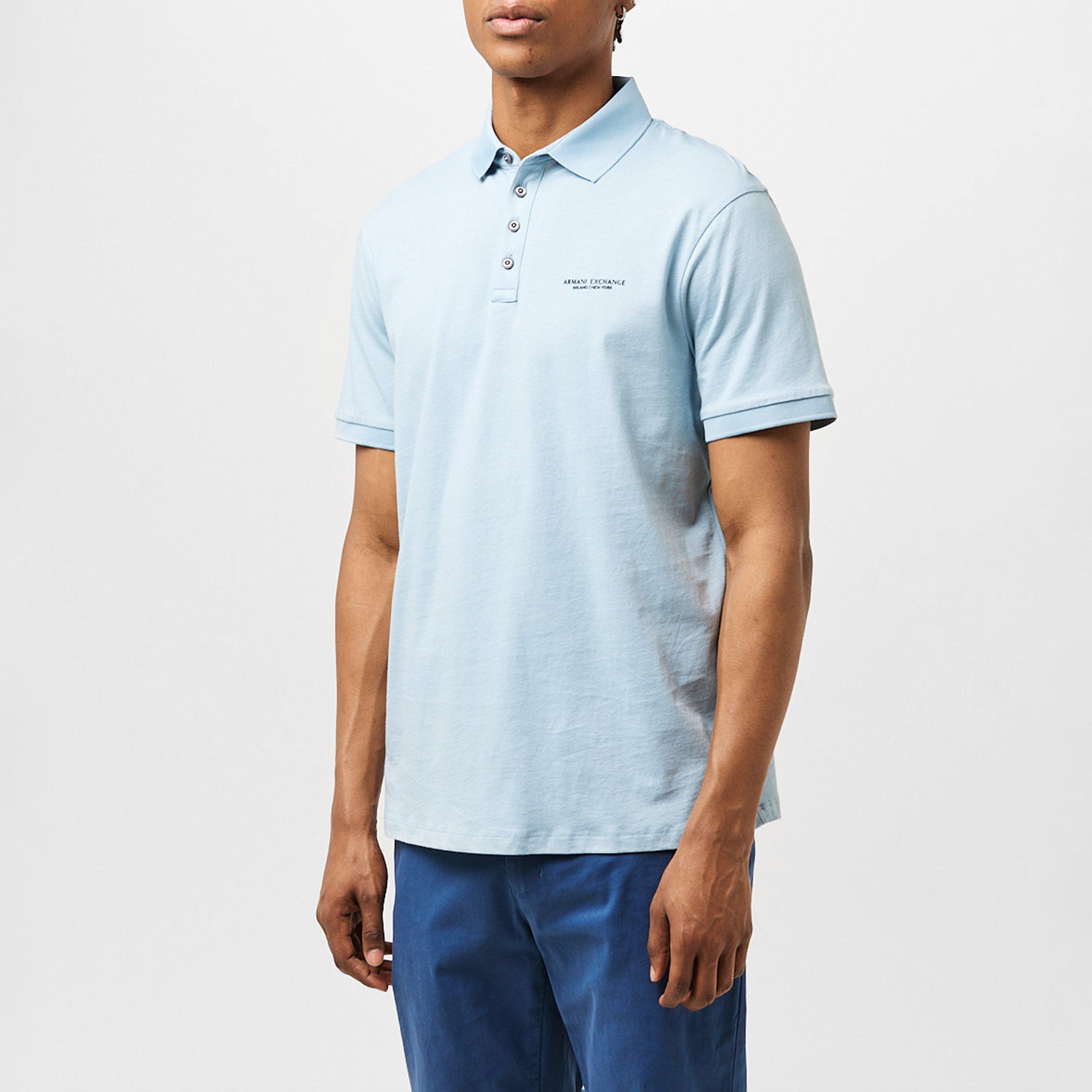 Ash Blue U9287 - Armani Exchange - Jersey Cotton Polo Shirt - 3