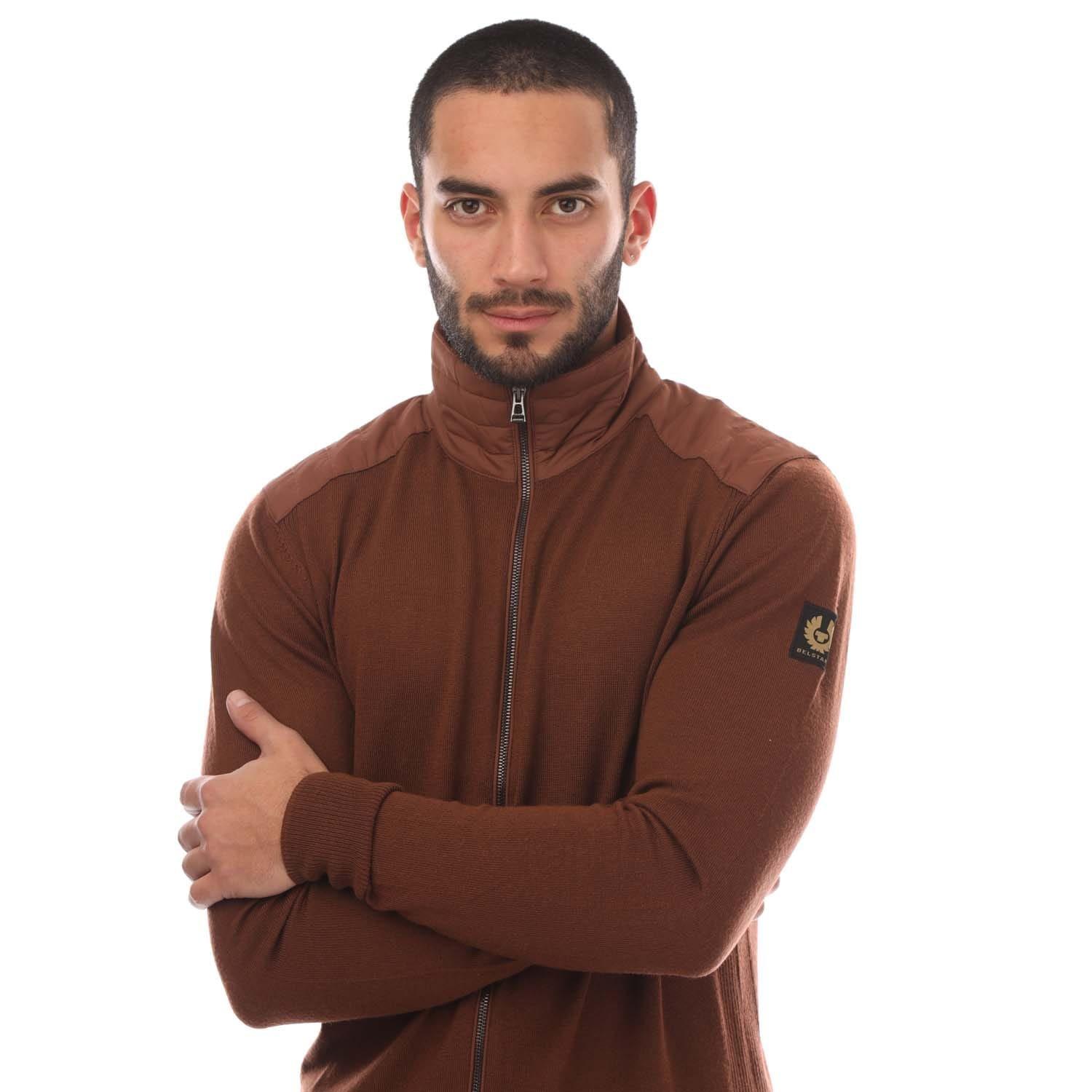 Brown - Belstaff - Merino Wool Kebly Zip Cardigan - 3