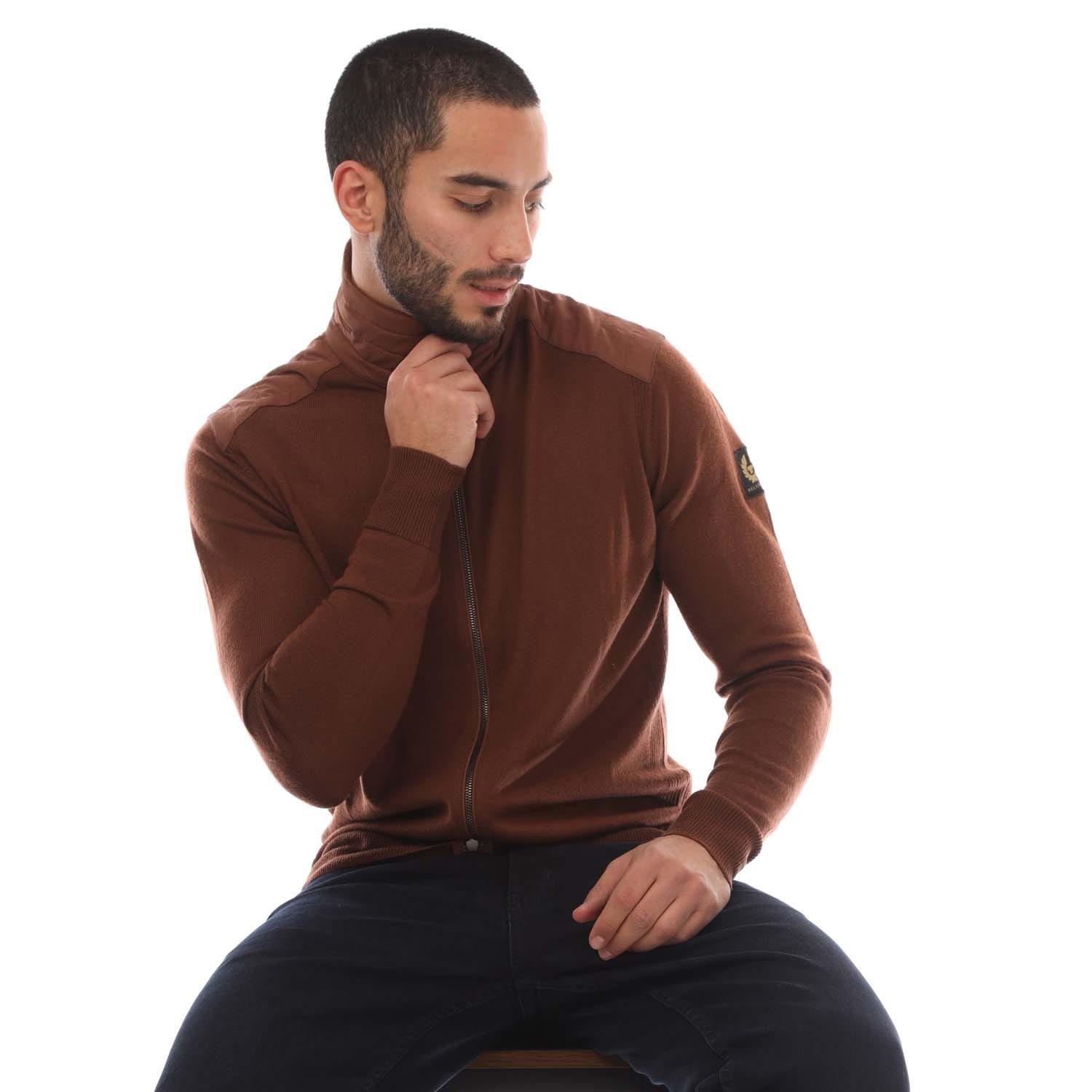 Brown - Belstaff - Merino Wool Kebly Zip Cardigan - 4