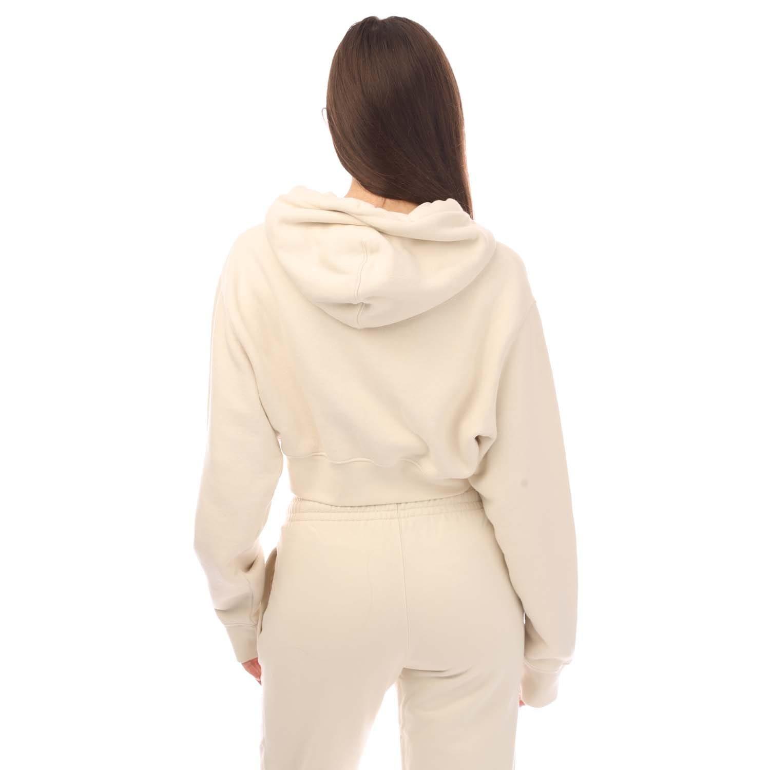 Beige - Off White - Ready Made Super Cropped Hoodie - 2