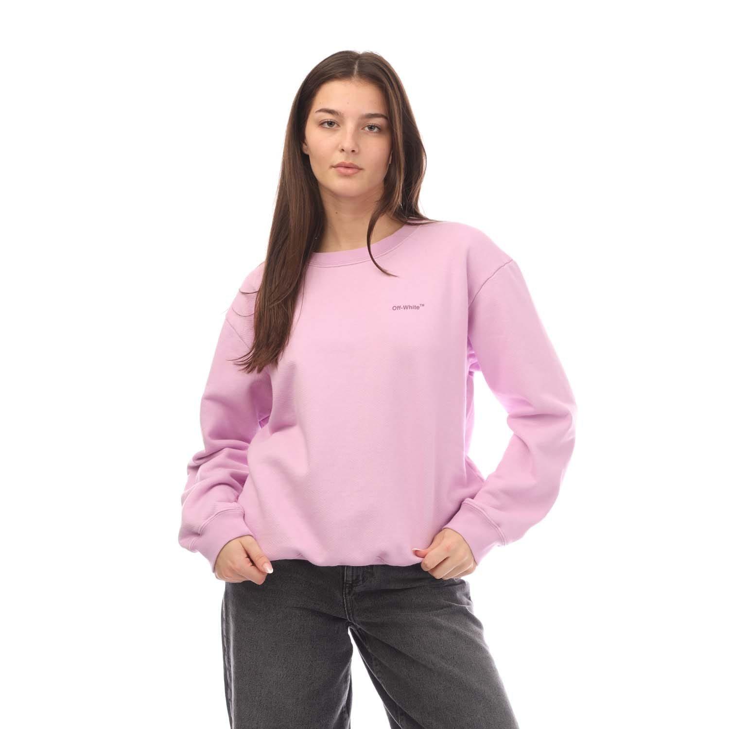 Lilac - Off White - Diagonal Regular Crewneck Sweatshirt - 1