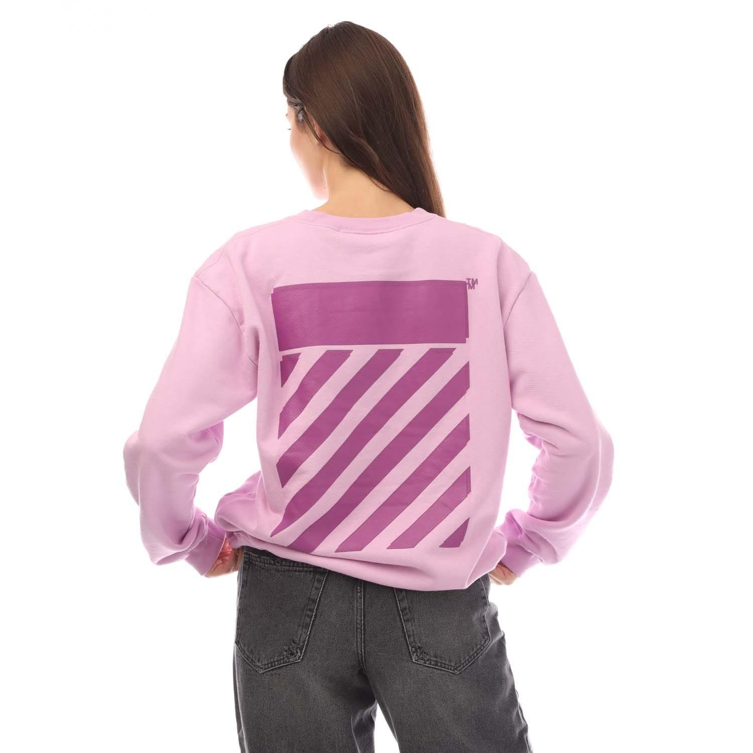 Lilac - Off White - Diagonal Regular Crewneck Sweatshirt - 3