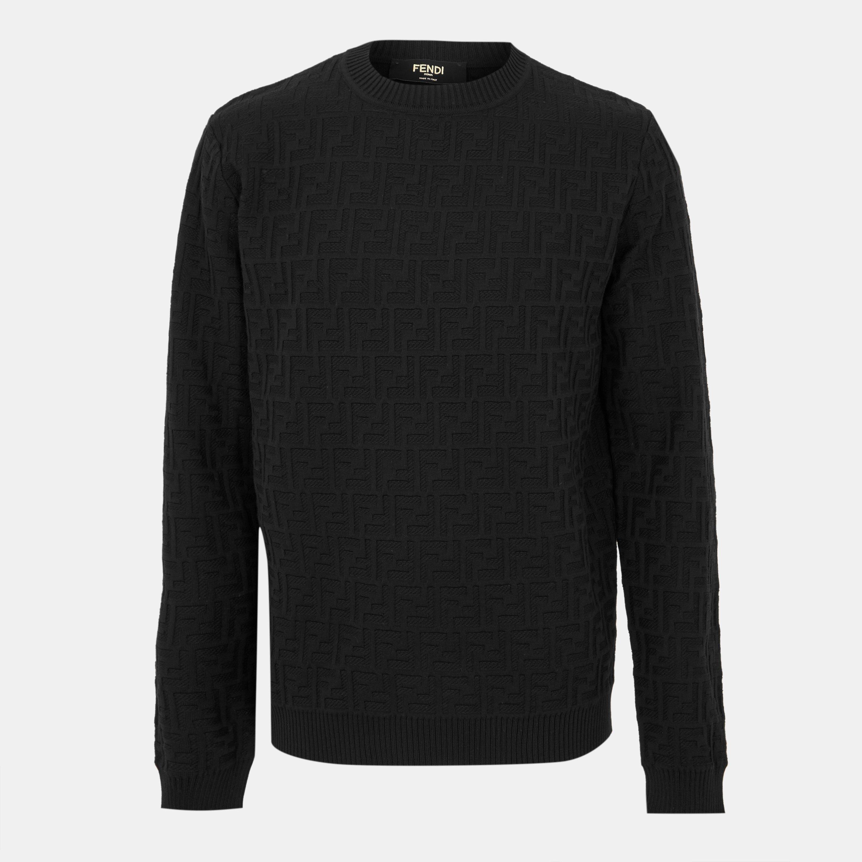 Black - Fendi - Men's Tailored Fit Crew Neck Jumper - 1