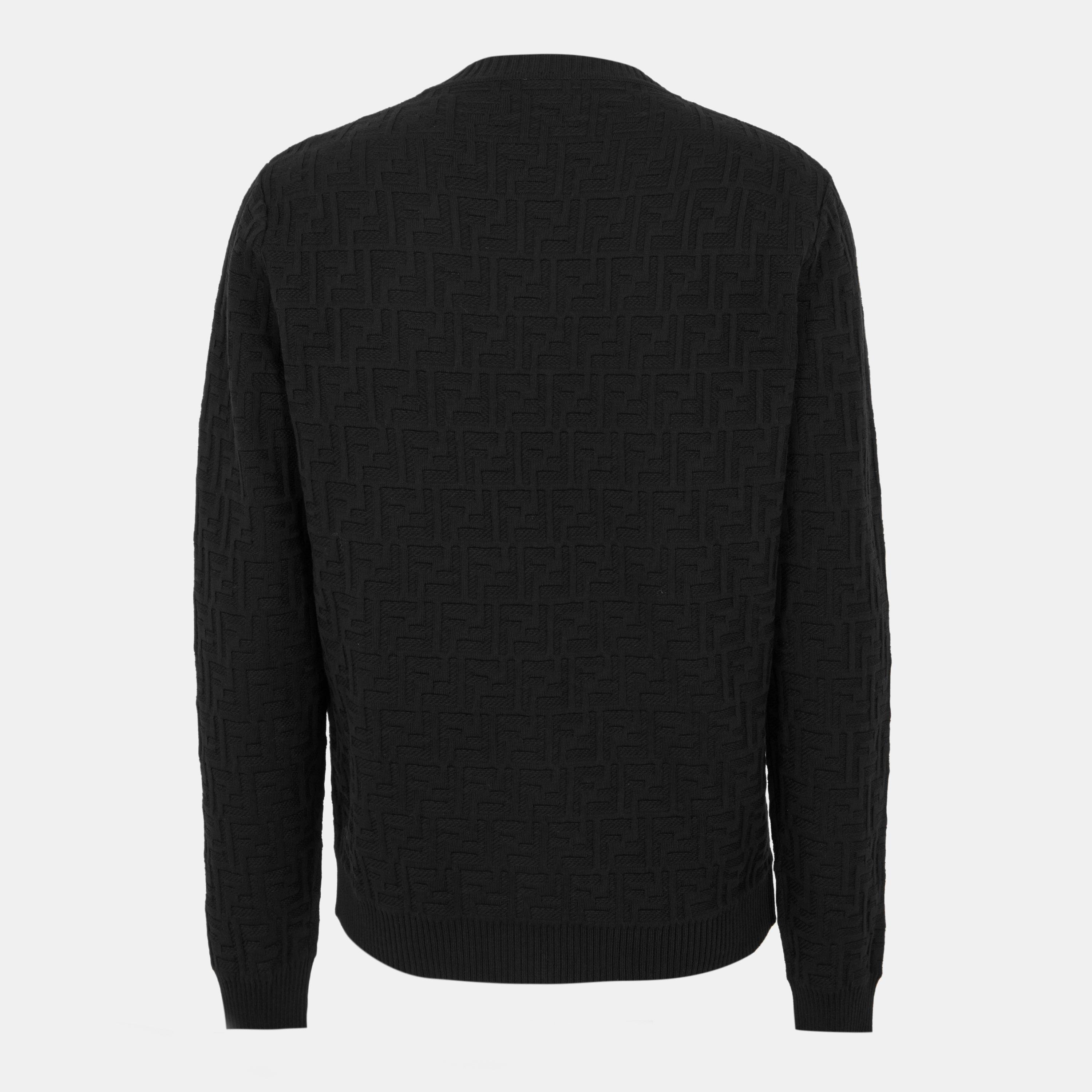 Black - Fendi - Men's Tailored Fit Crew Neck Jumper - 2