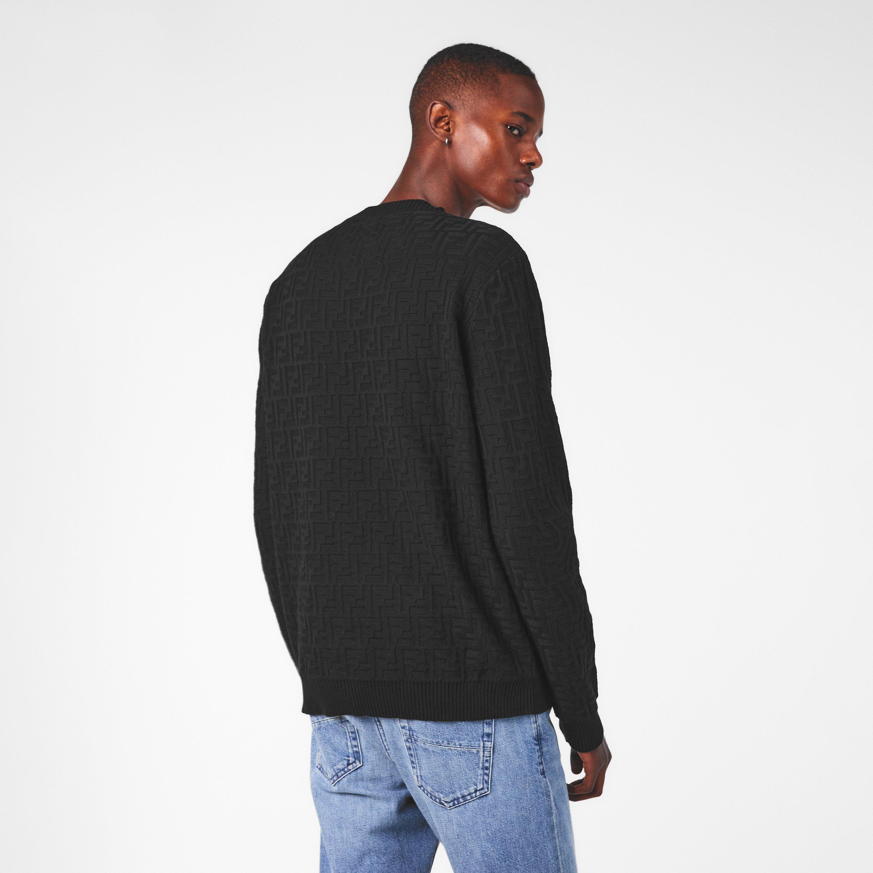 Black - Fendi - Men's Tailored Fit Crew Neck Jumper - 4
