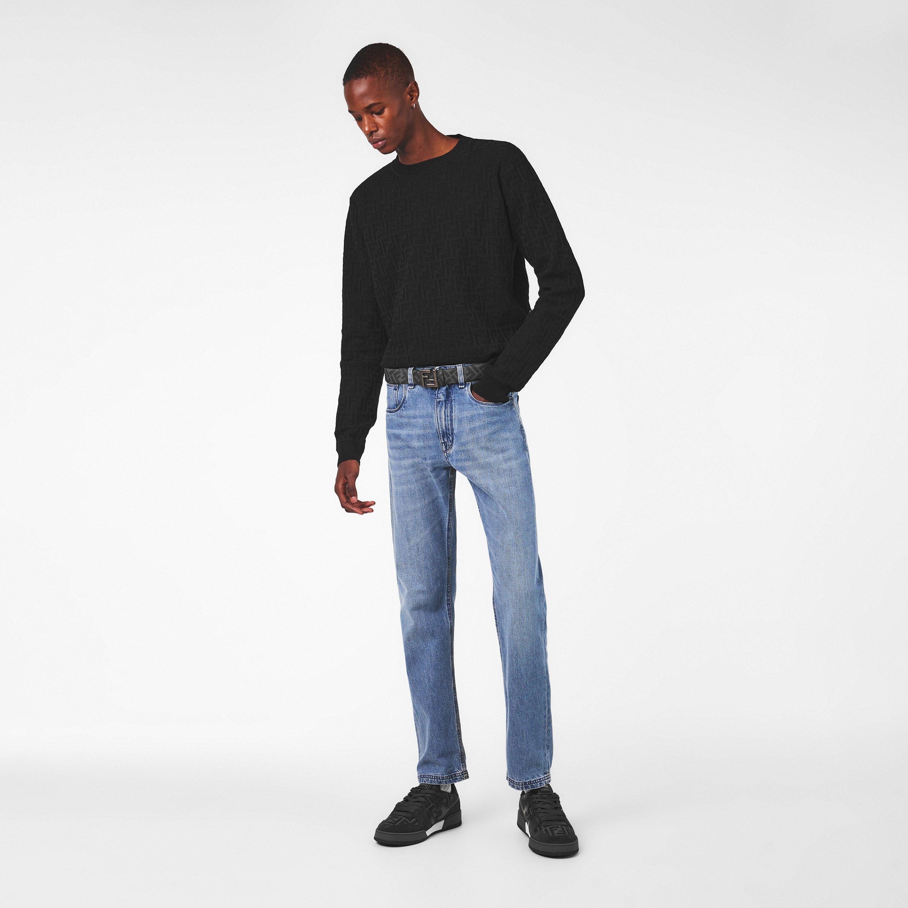 Black - Fendi - Men's Tailored Fit Crew Neck Jumper - 6