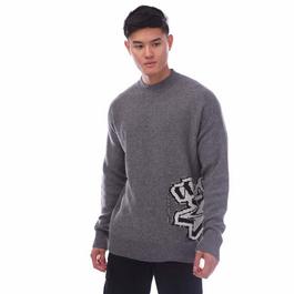 Off White Graffiti Chunky Knit Crewneck Sweater