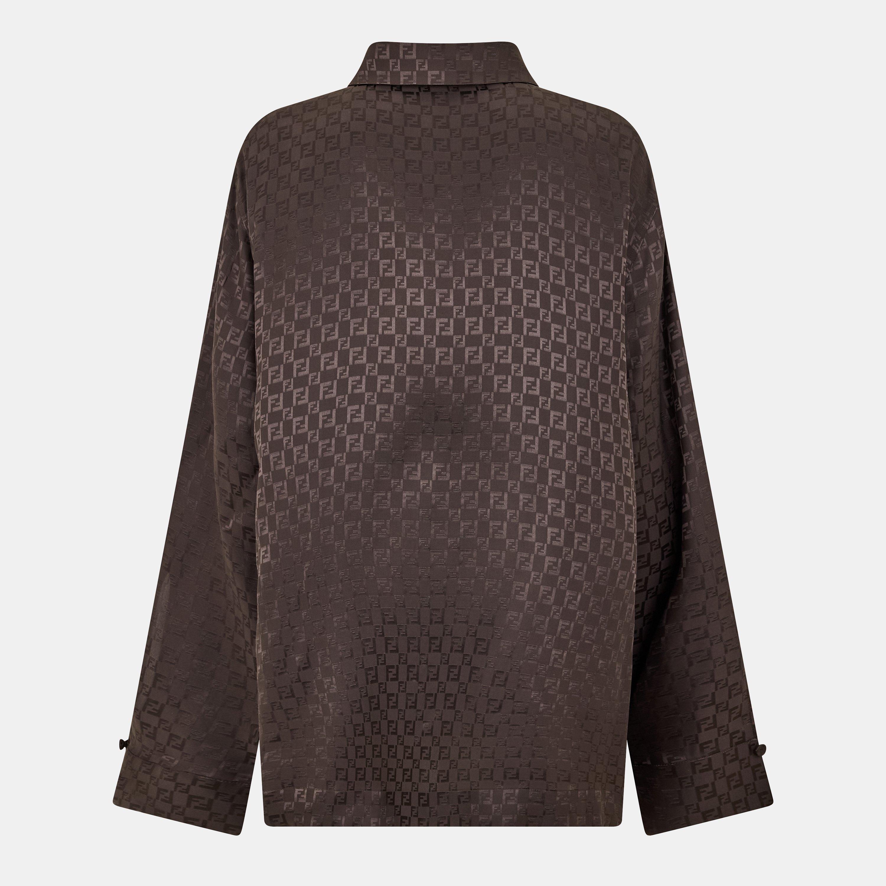 Dark Brown - Fendi - Women's Patterned Long-Sleeve Shirt - 2