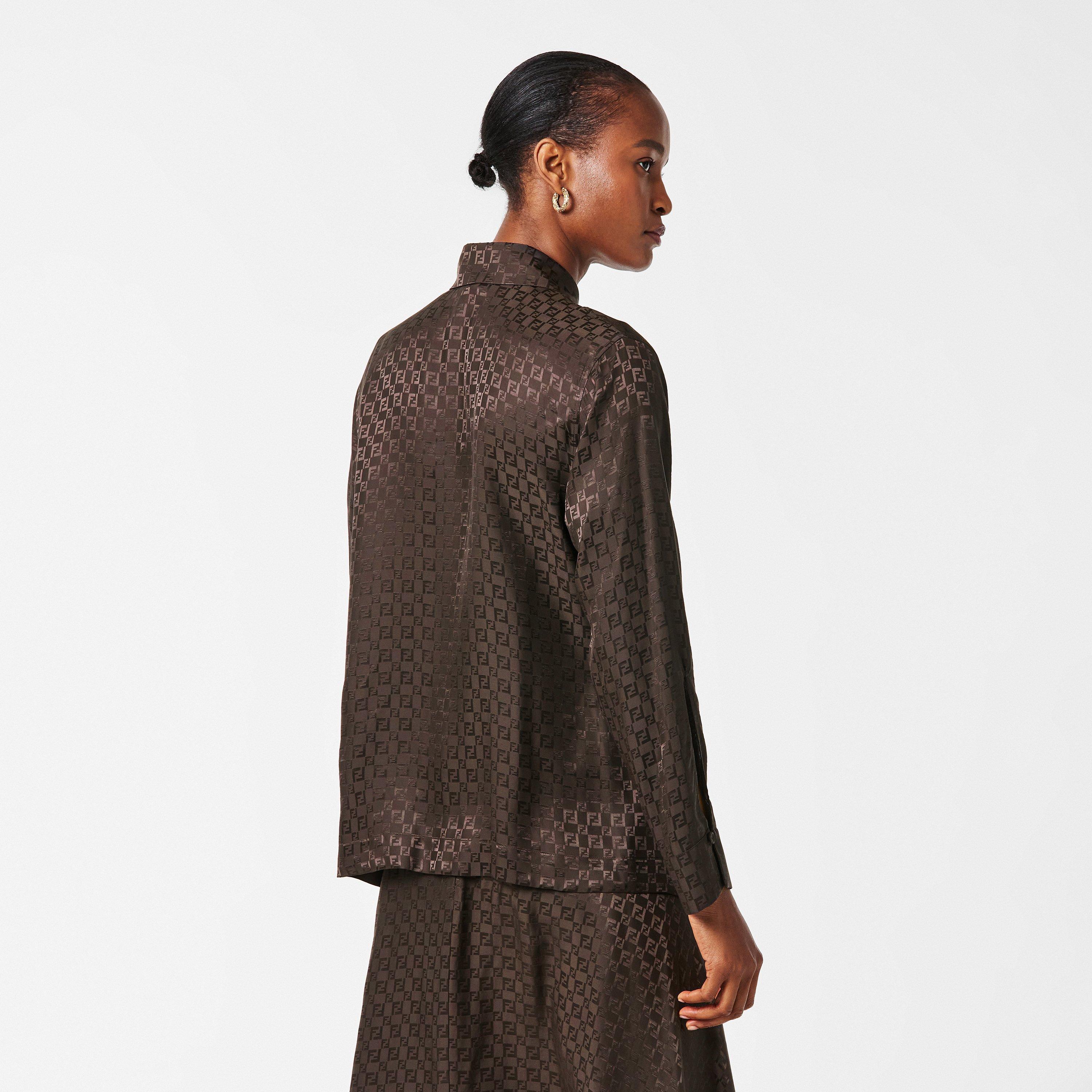 Dark Brown - Fendi - Women's Patterned Long-Sleeve Shirt - 4