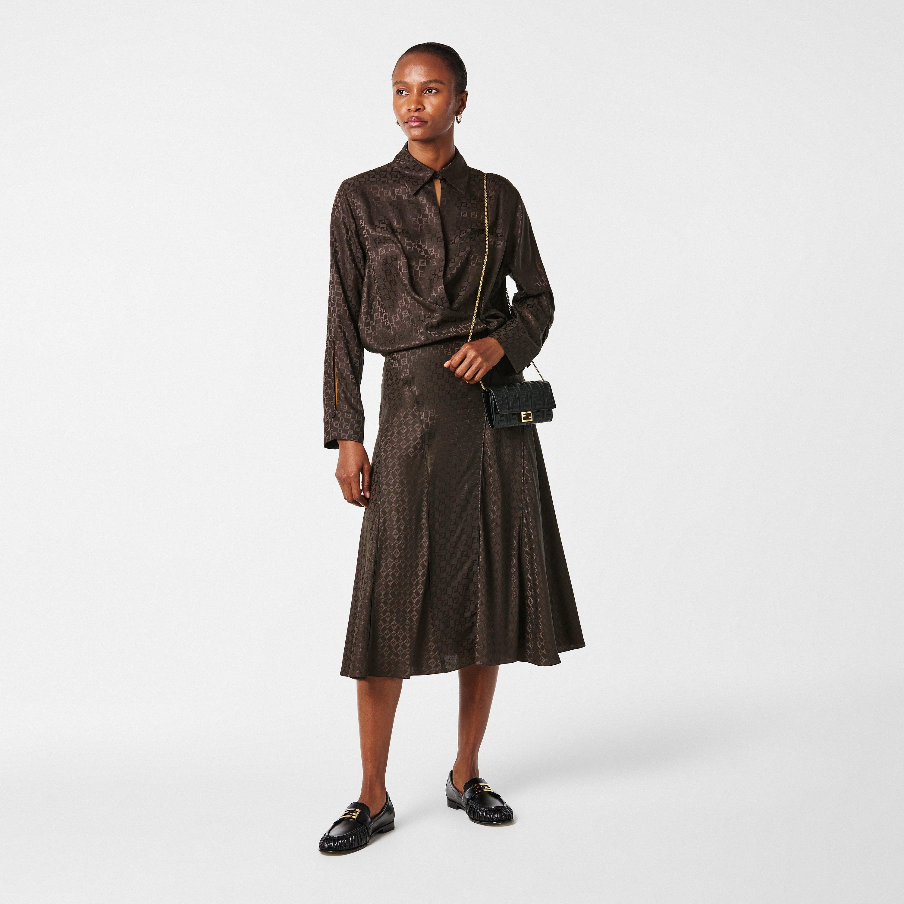 Dark Brown - Fendi - Women's Patterned Long-Sleeve Shirt - 6