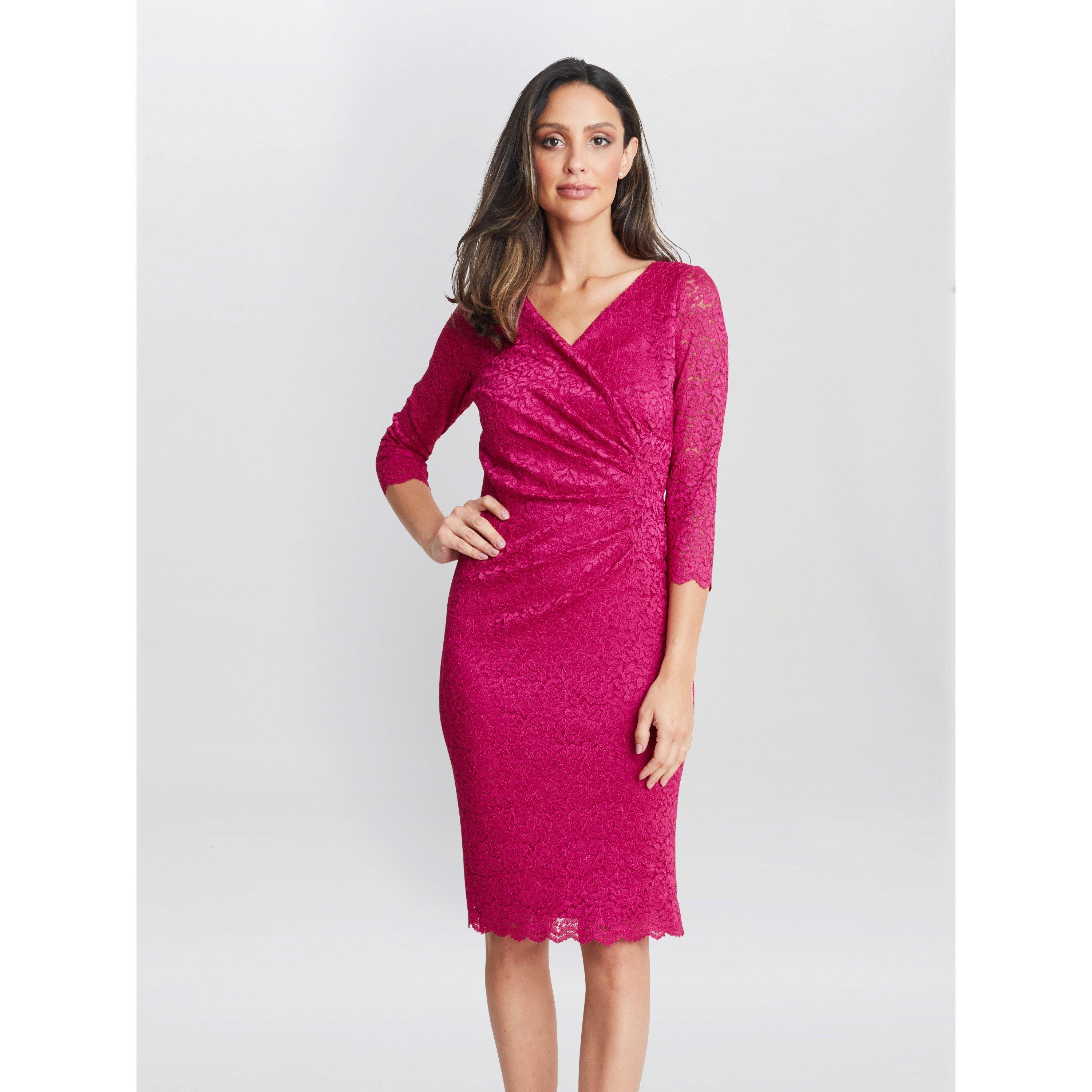 Gina Bacconi Women's Melody Lace Party Wrap Dress - Fuchsia - 20