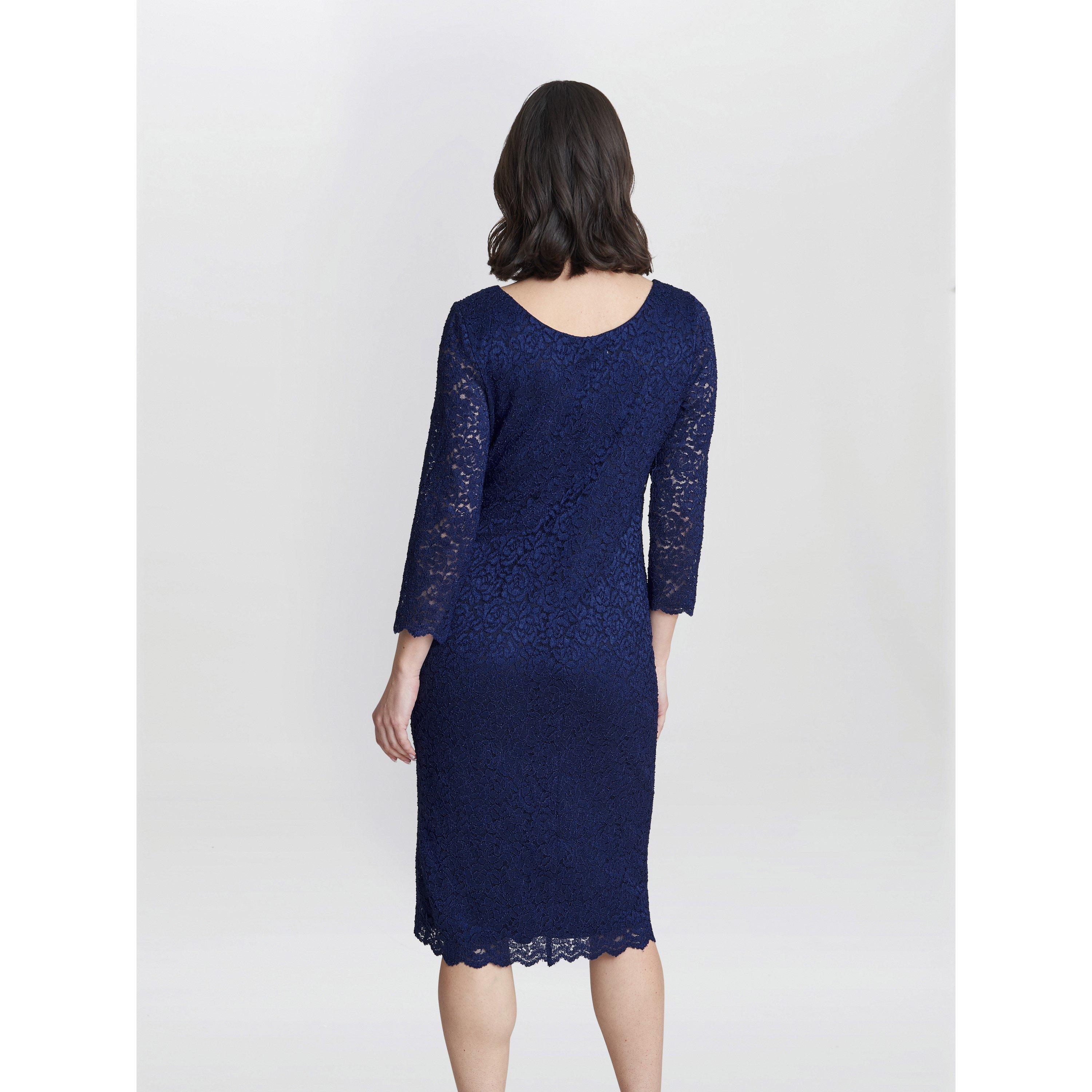 Navy - Gina Bacconi - Women's Melody Lace Party Wrap Dress - 2
