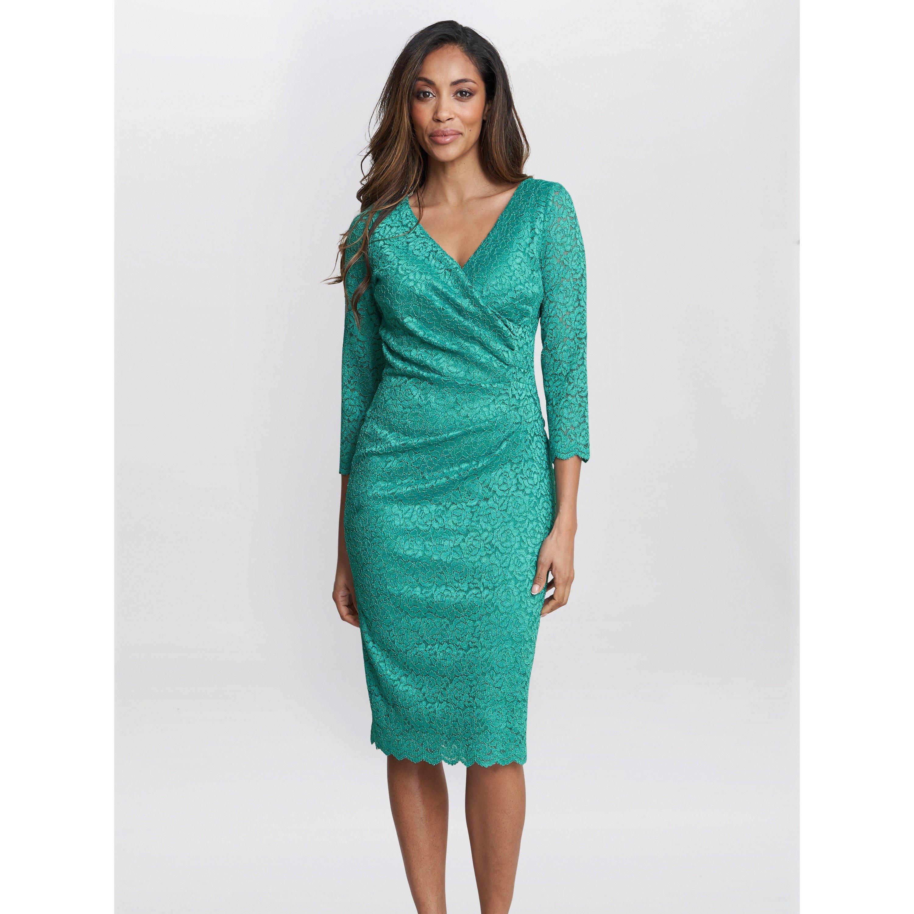 Gina Bacconi Women's Melody Lace Party Wrap Dress - Jade - 22