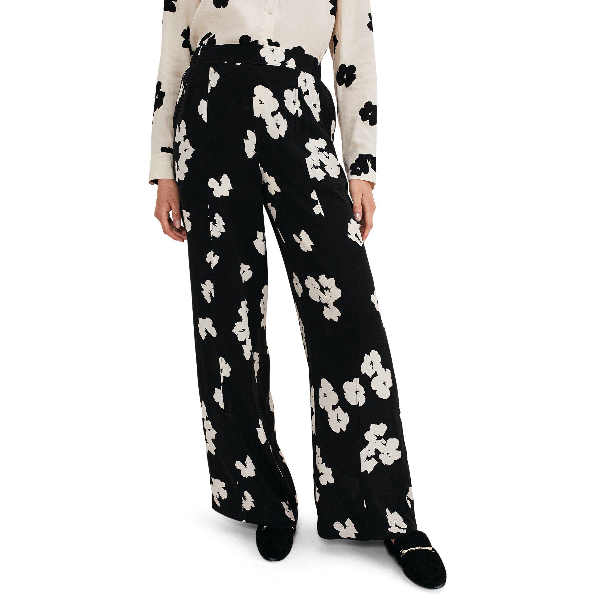 Black - Phase Eight - Rae Floral Wide Leg Trouser - 2