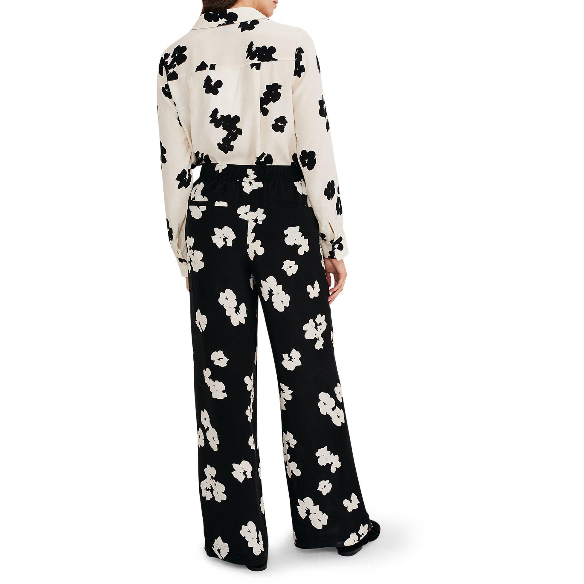 Black - Phase Eight - Rae Floral Wide Leg Trouser - 3