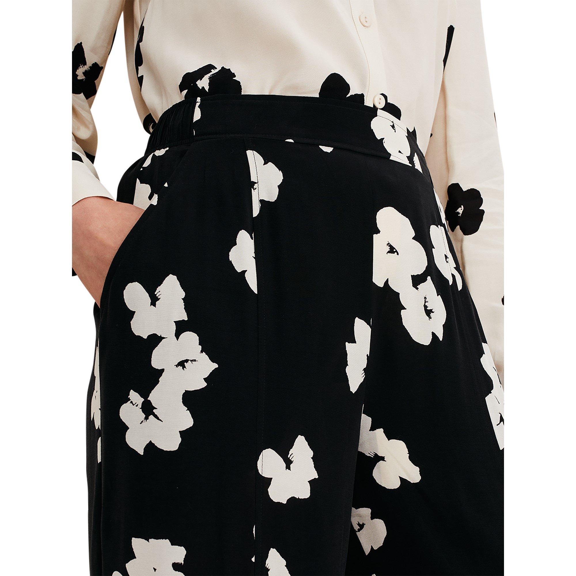 Black - Phase Eight - Rae Floral Wide Leg Trouser - 4