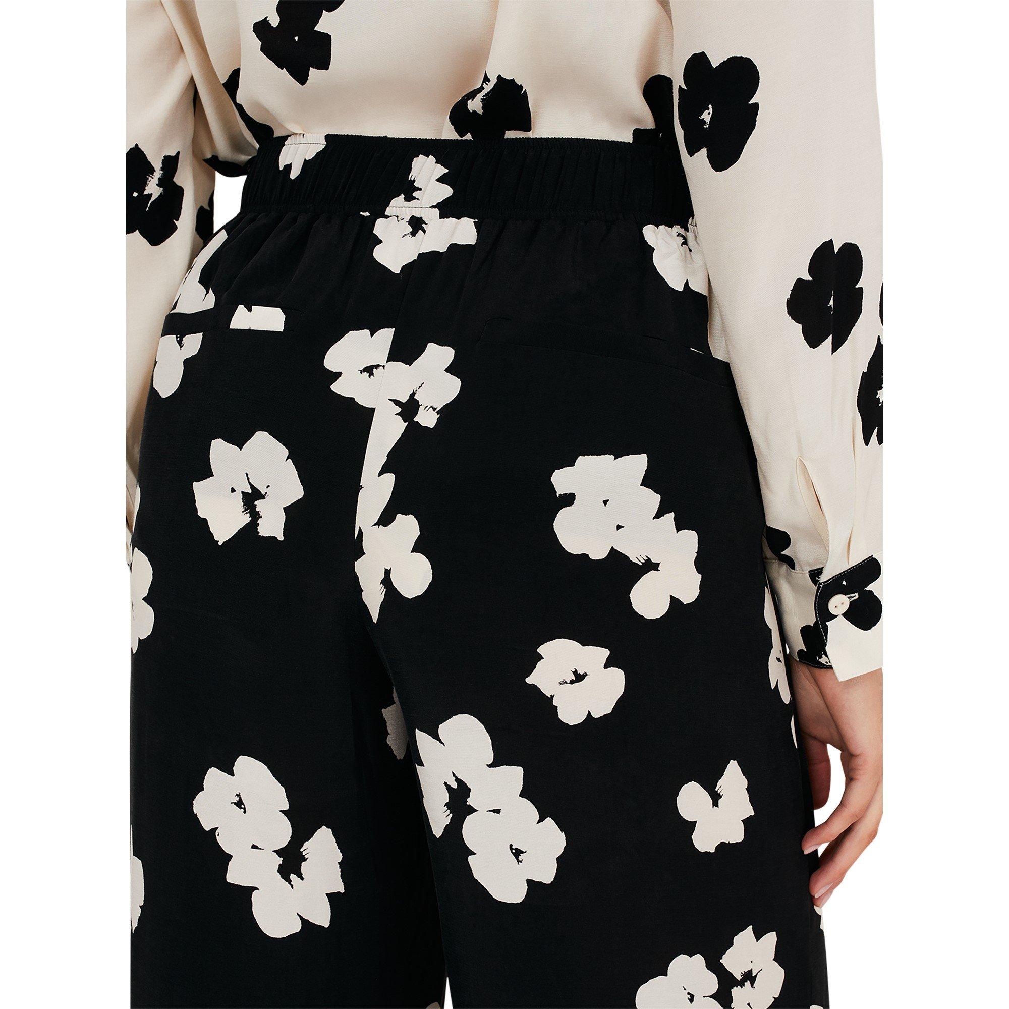 Black - Phase Eight - Rae Floral Wide Leg Trouser - 7