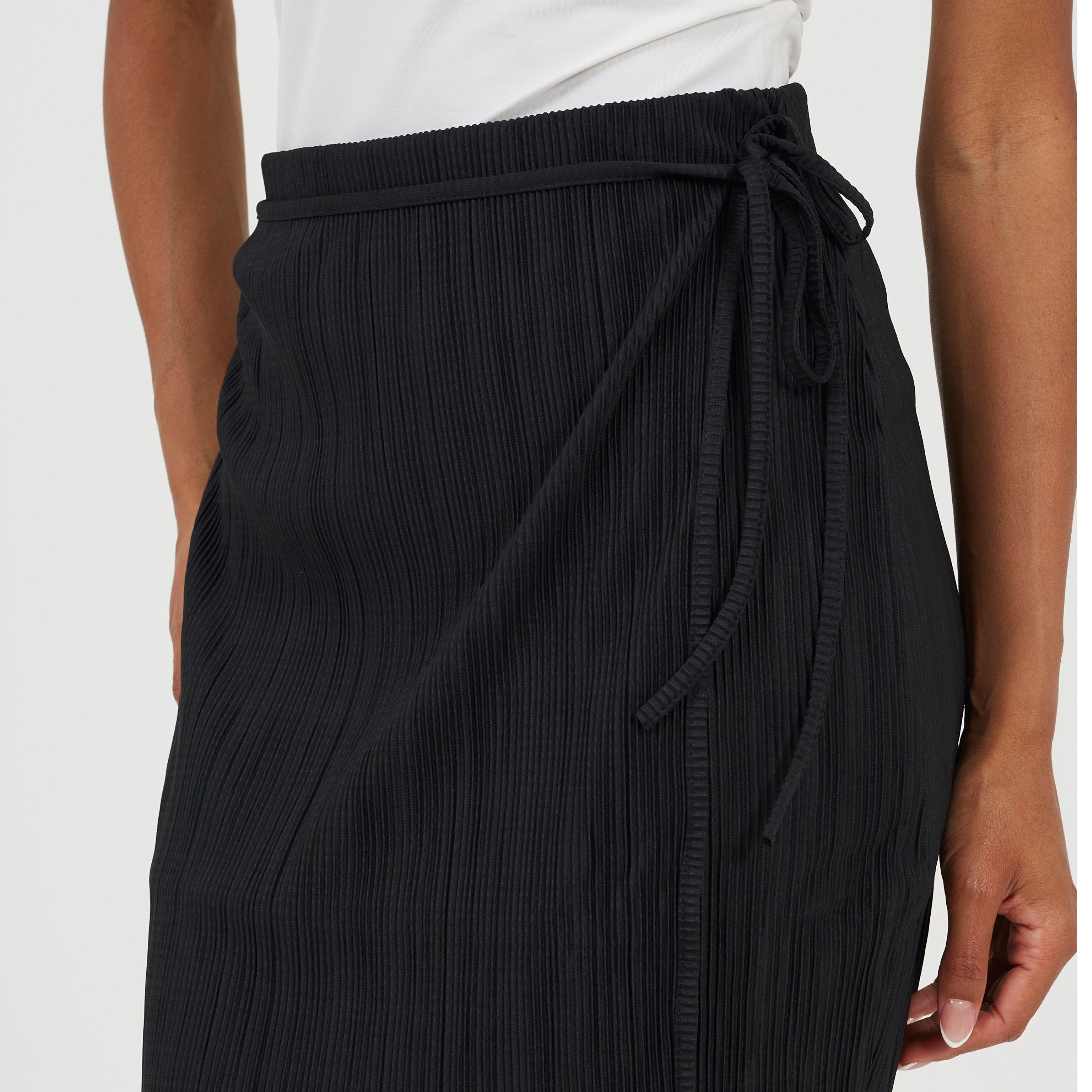 Black - Brave Soul - Womens Side Tie Plisse Mini Skirt - 3