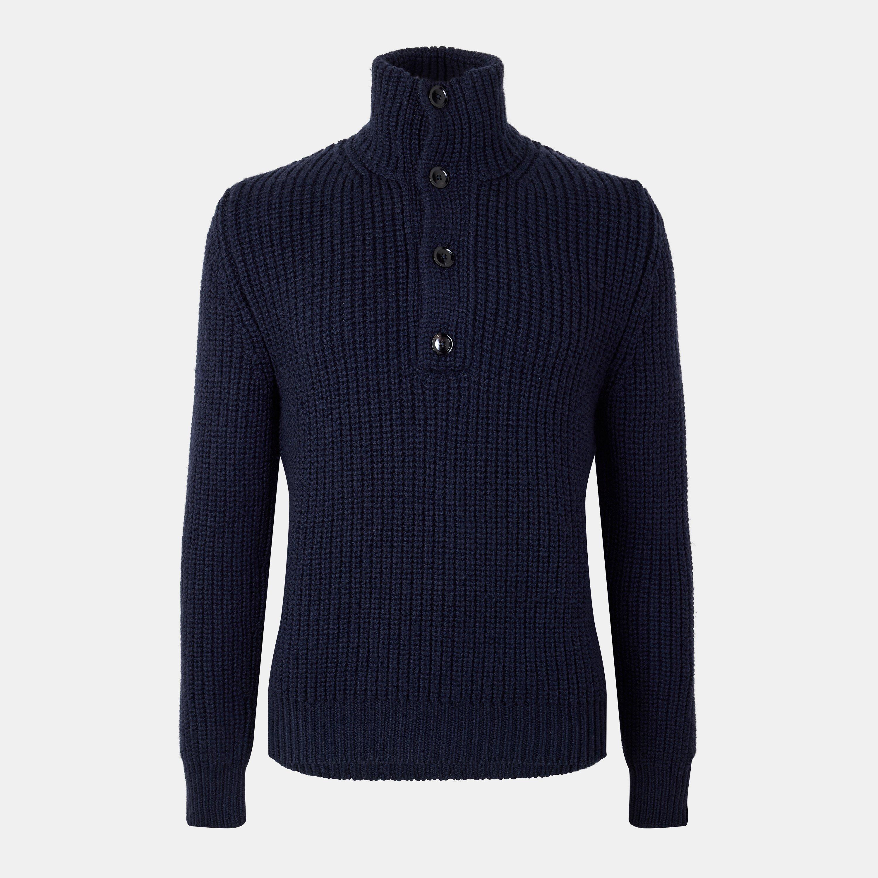 Tom Ford Men's Tailored Fit Crew Neck Jumper - Dark Navy - L