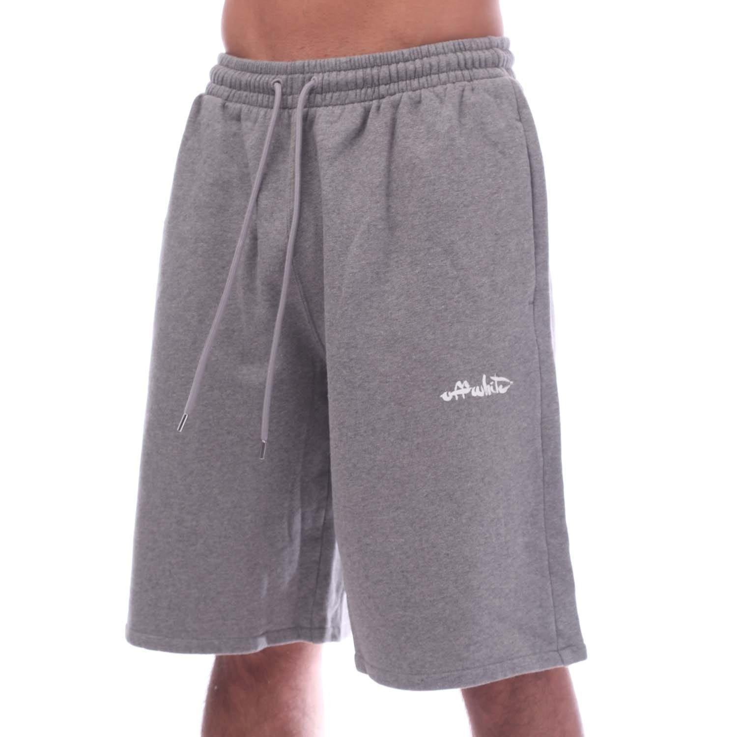 Grey - Off White - Paint Script Skate Sweat Shorts - 1