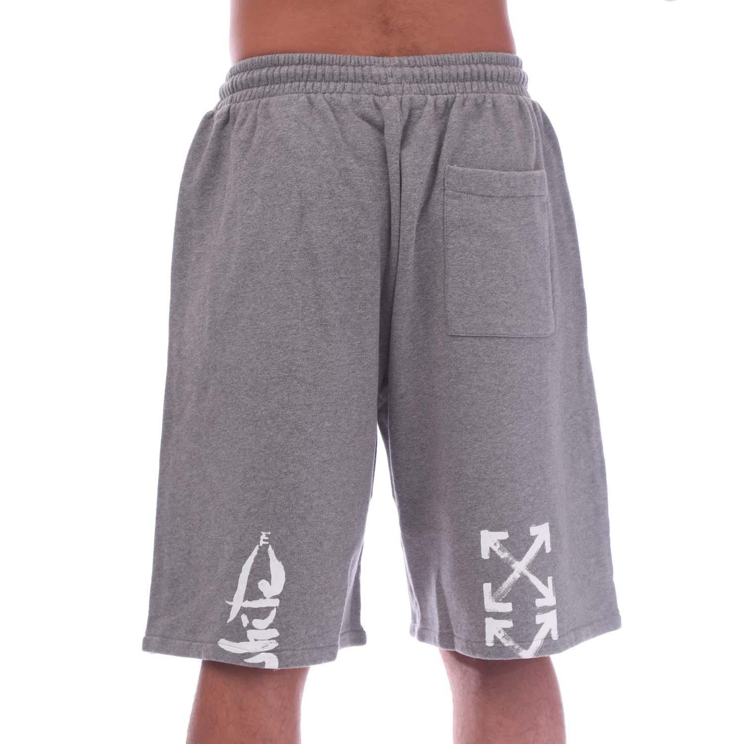 Grey - Off White - Paint Script Skate Sweat Shorts - 2
