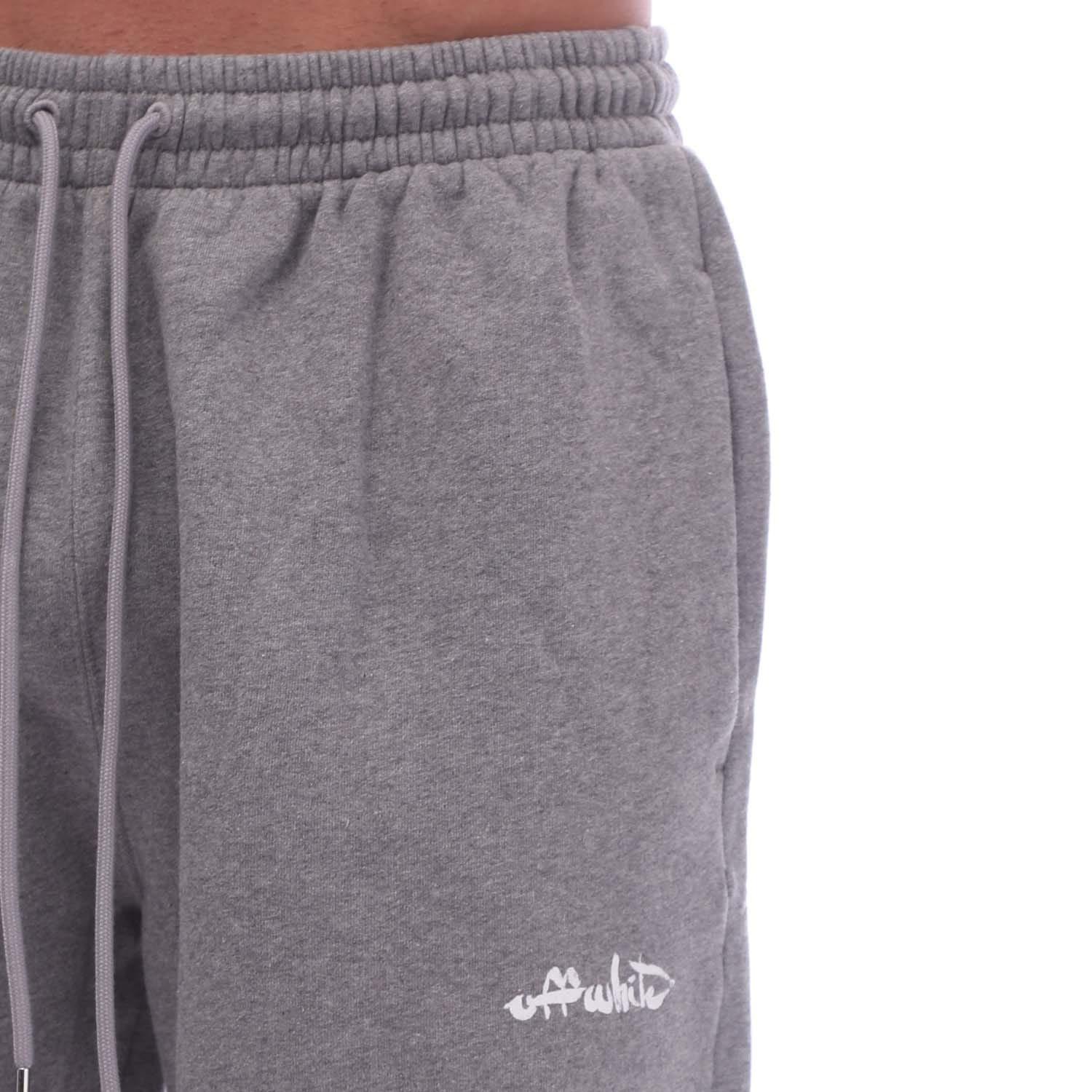 Grey - Off White - Paint Script Skate Sweat Shorts - 3