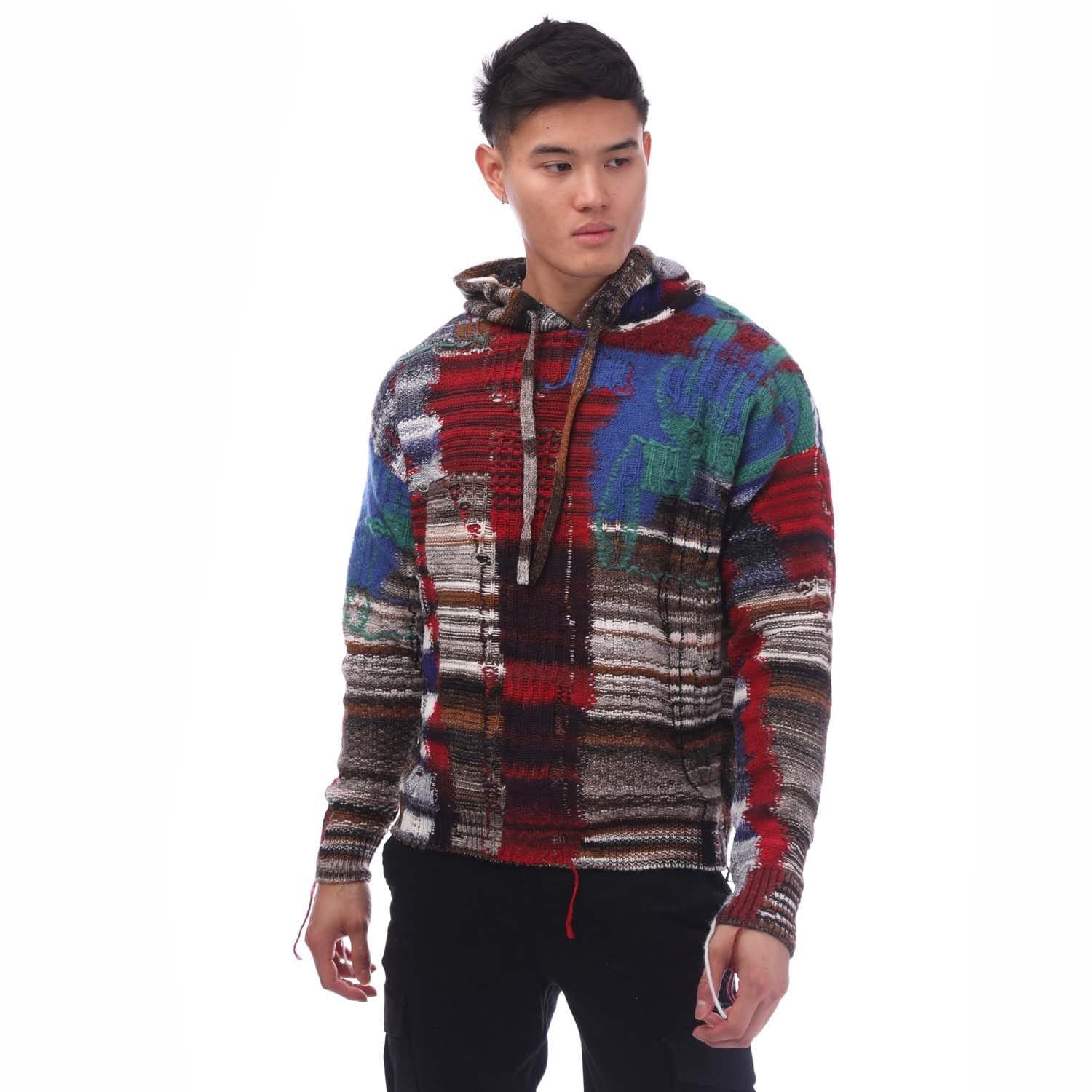 Off White Men's Tab Chaos Knit Hoodie, Signature Arrows Motif