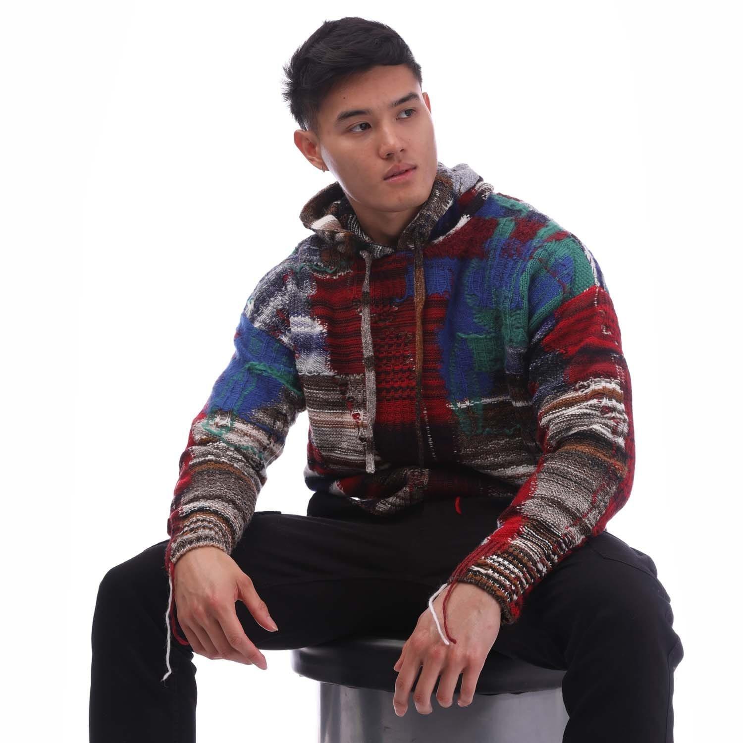 Multi Colour - Off White - Men's Tab Chaos Knit Hoodie, Signature Arrows Motif - 4