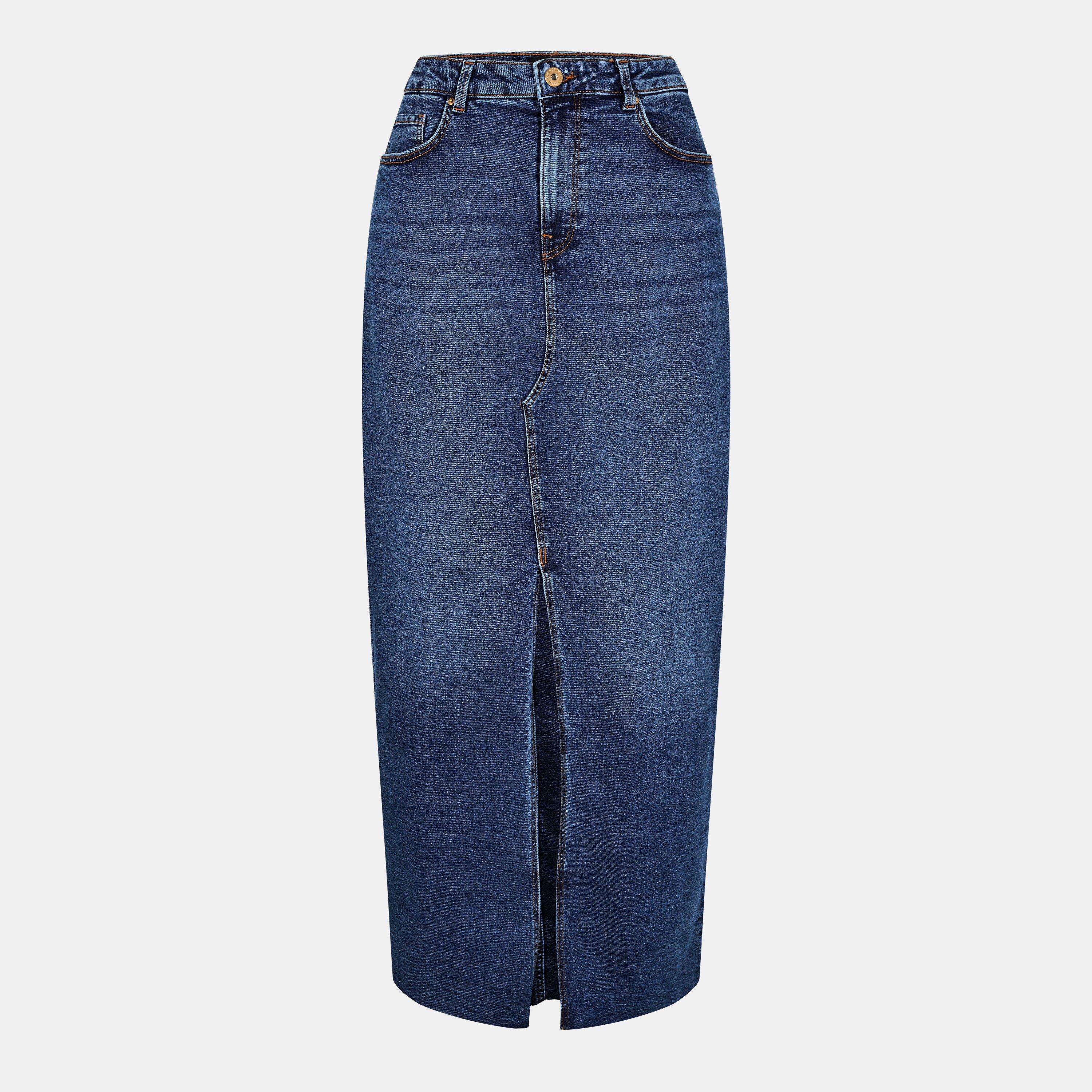 Pieces Women's Midi Skirt - Blue Denim - 10 (S)