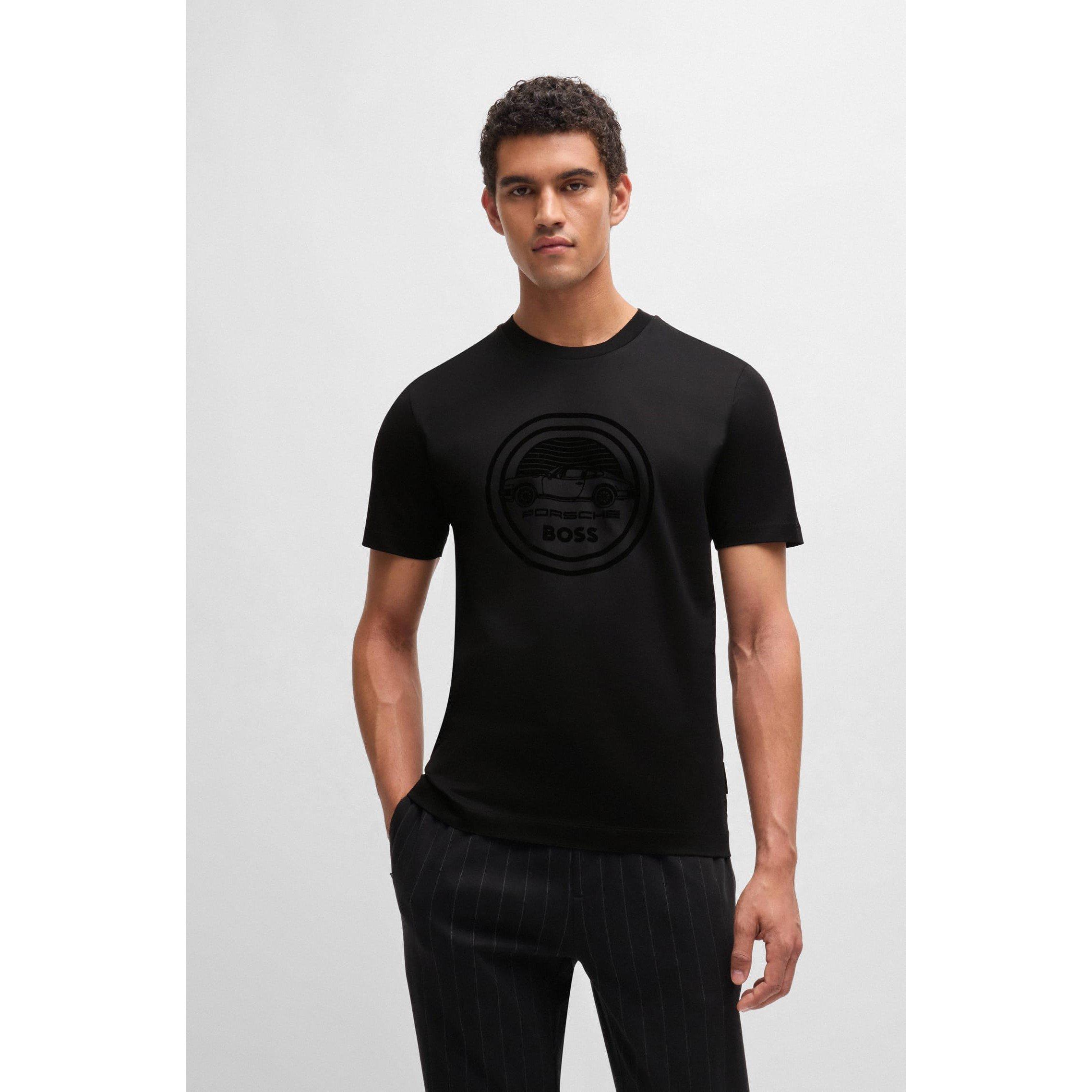 Black - Boss - Porsche x BOSS Mercerised Cotton T-Shirt - 4
