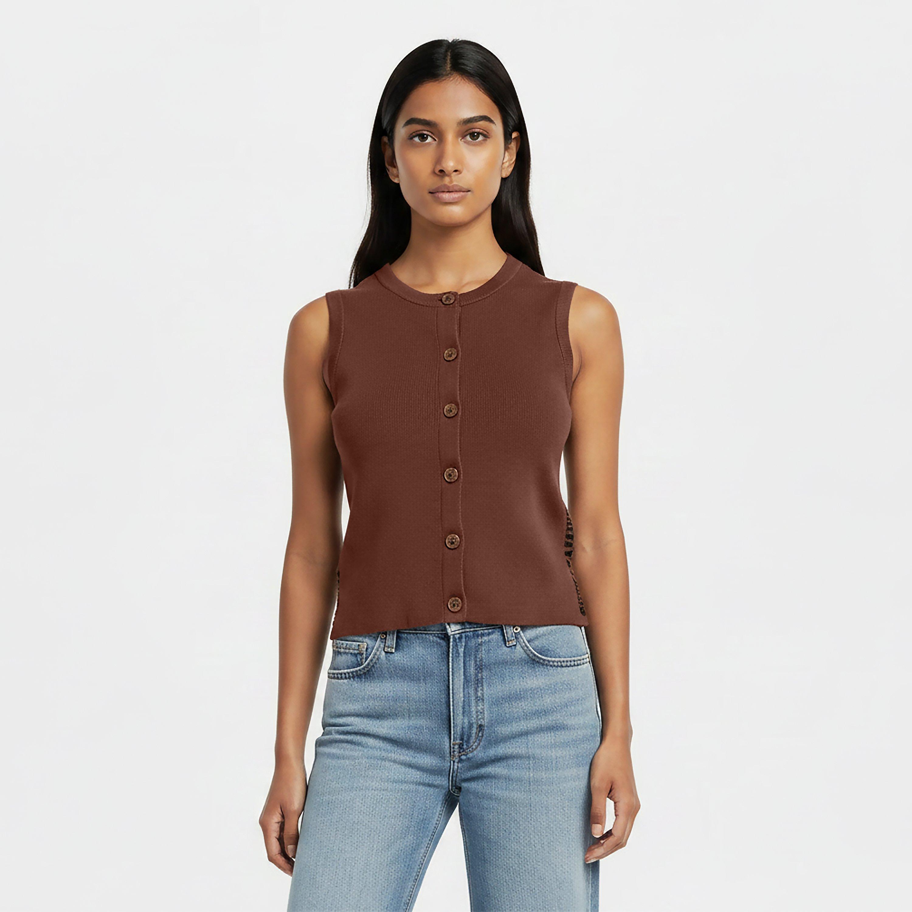 Chestnut/Black - DKNY - Womens Knitted Top - 3