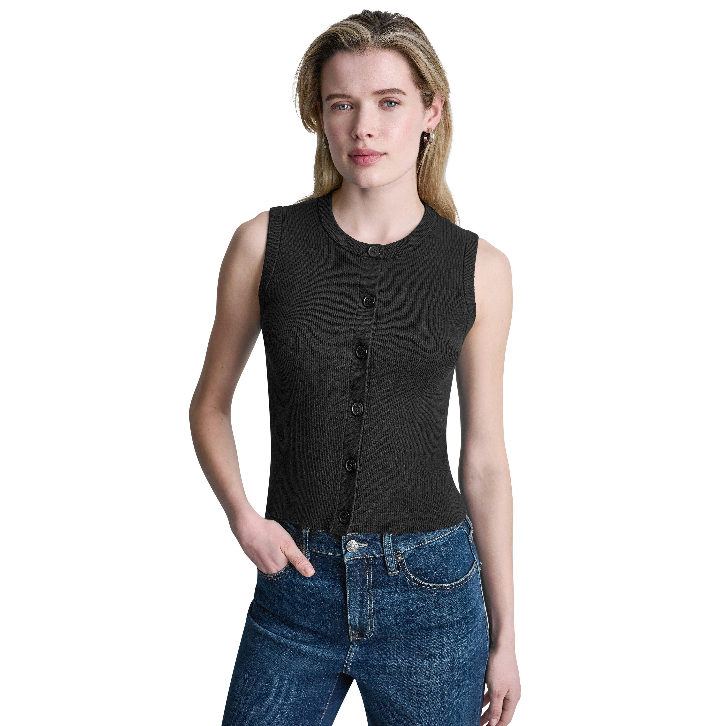 Black/ Eggnog - DKNY - Womens Knitted Top - 3
