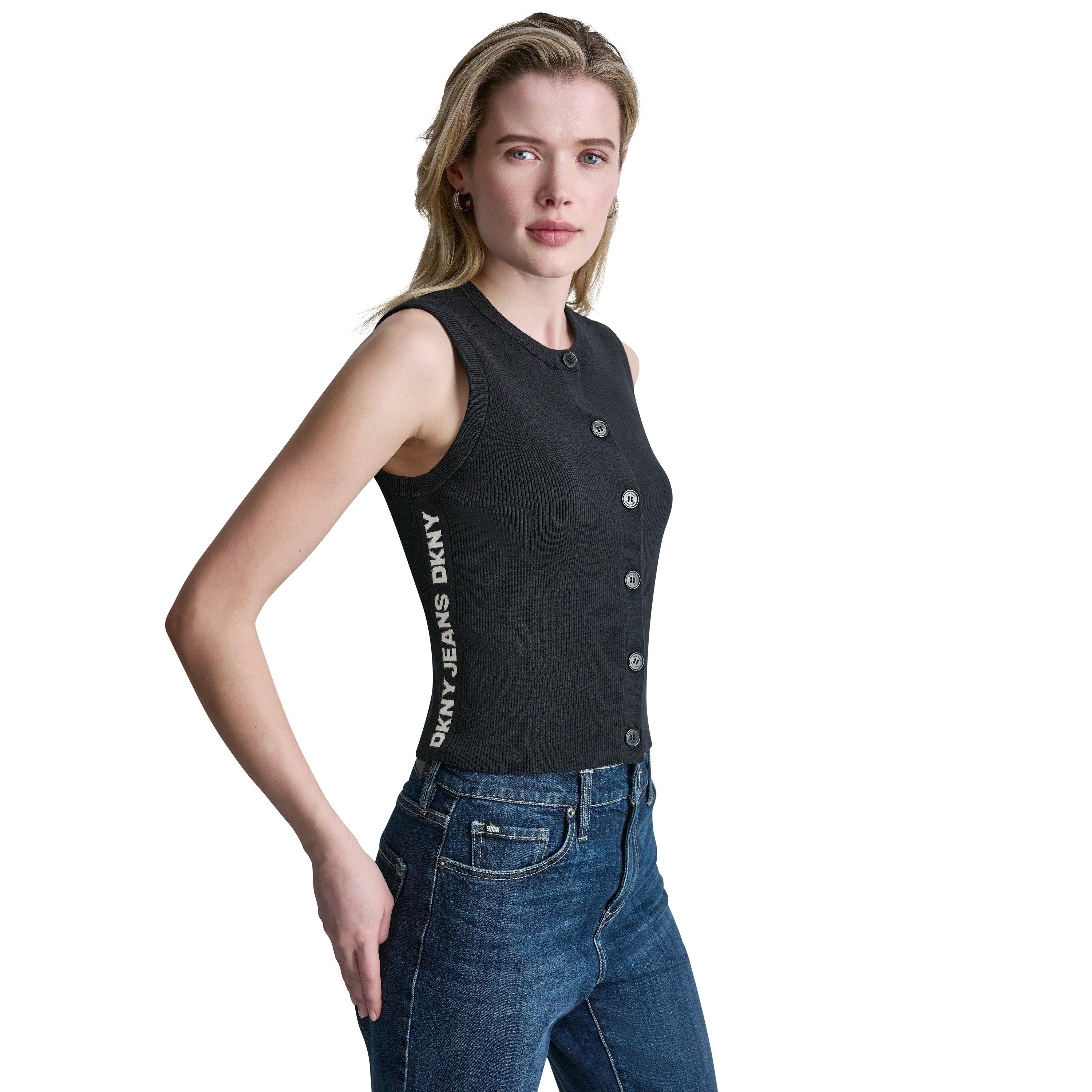 Black/ Eggnog - DKNY - Womens Knitted Top - 5