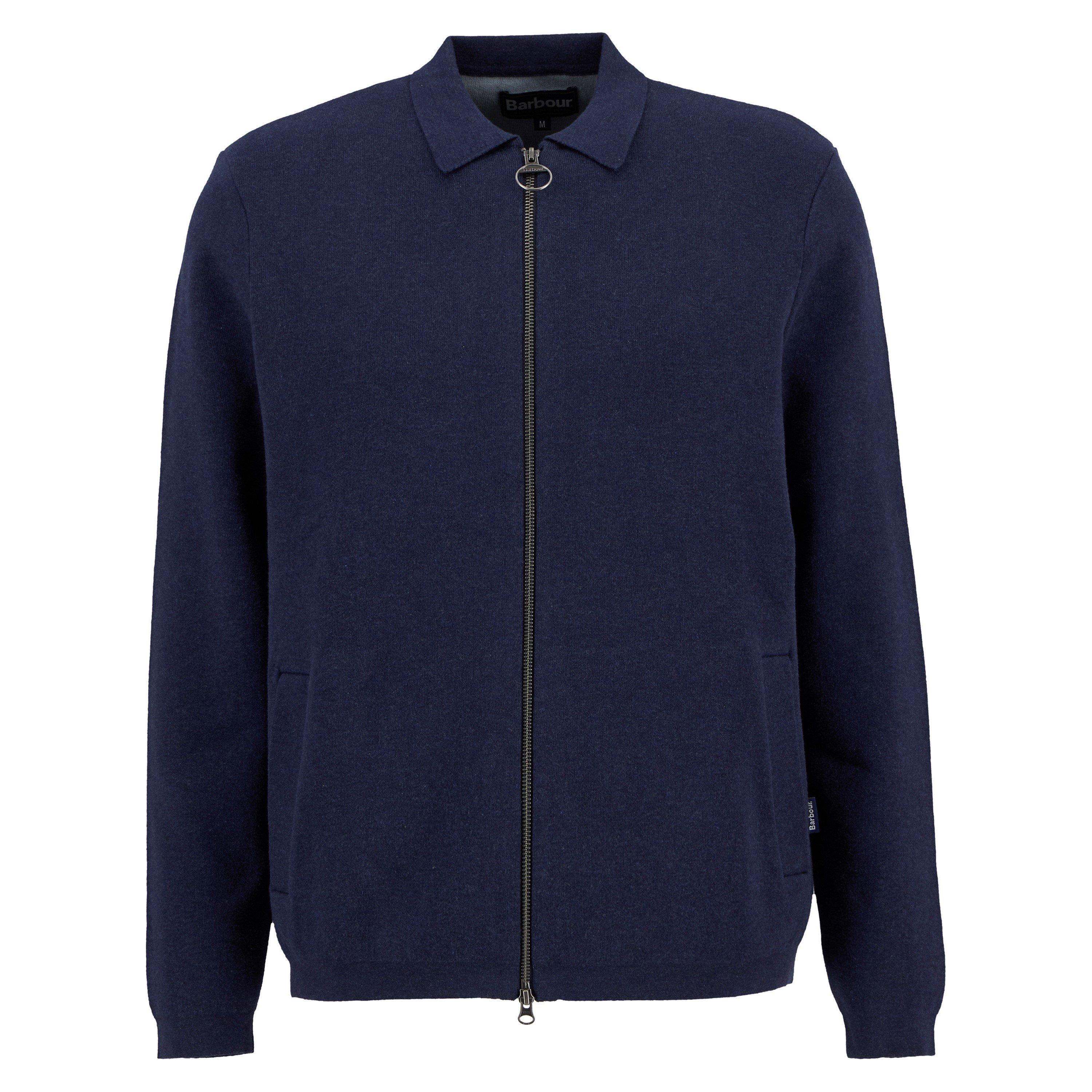 Navy - Barbour - Mens Crowcombe Zip Jumper - 1