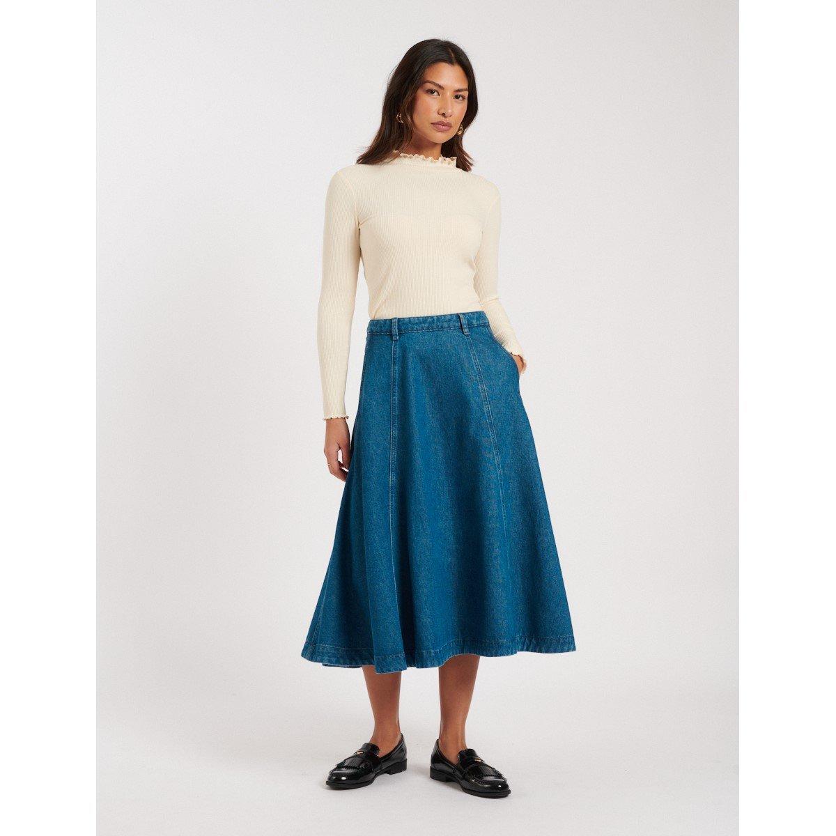 Blue - Nobodys Child - Women's Mid-Calf Tailored Midi Skirt - 1