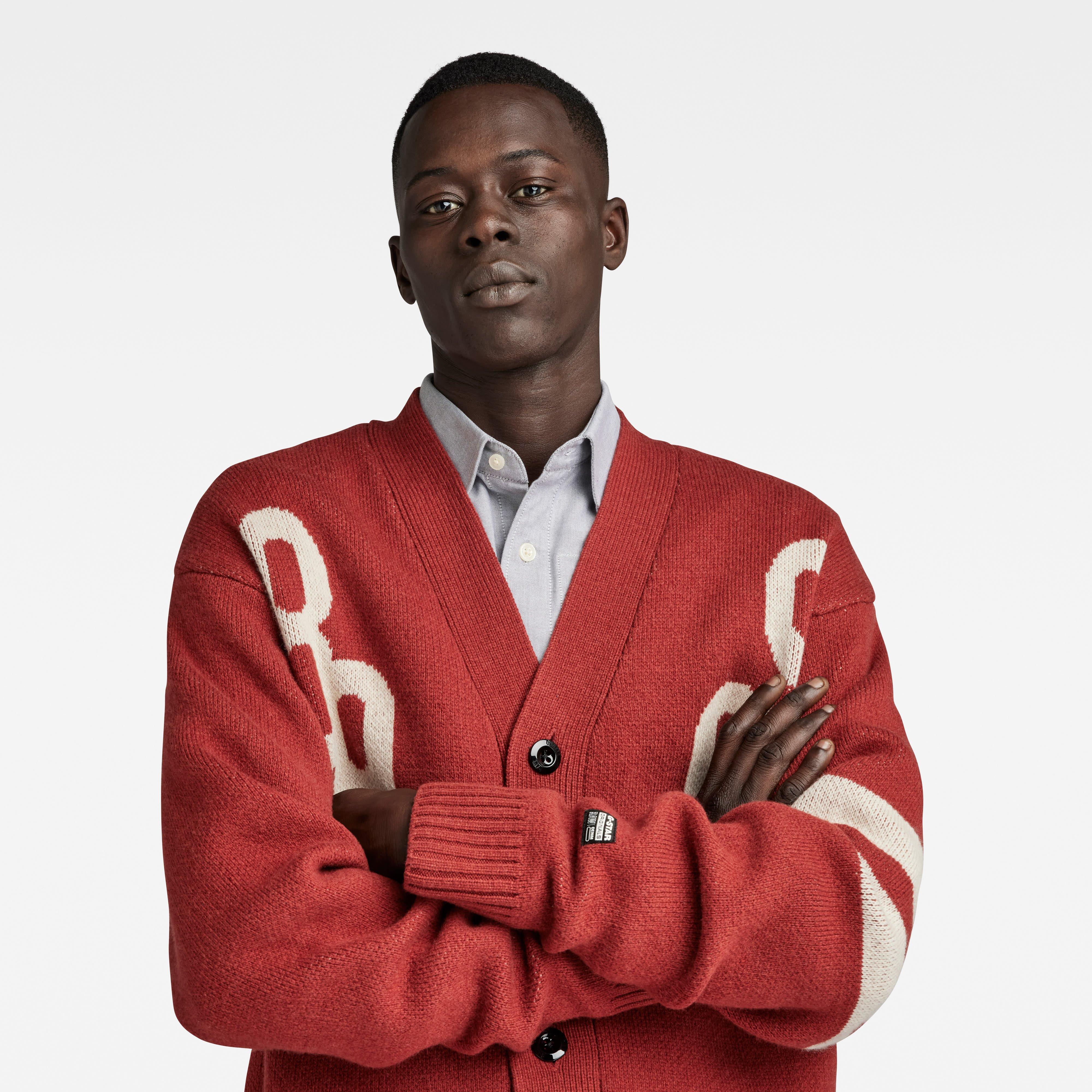 Rojo quemado - G Star - Men's Holiday 89 Loose Knitted Cardigan - 4