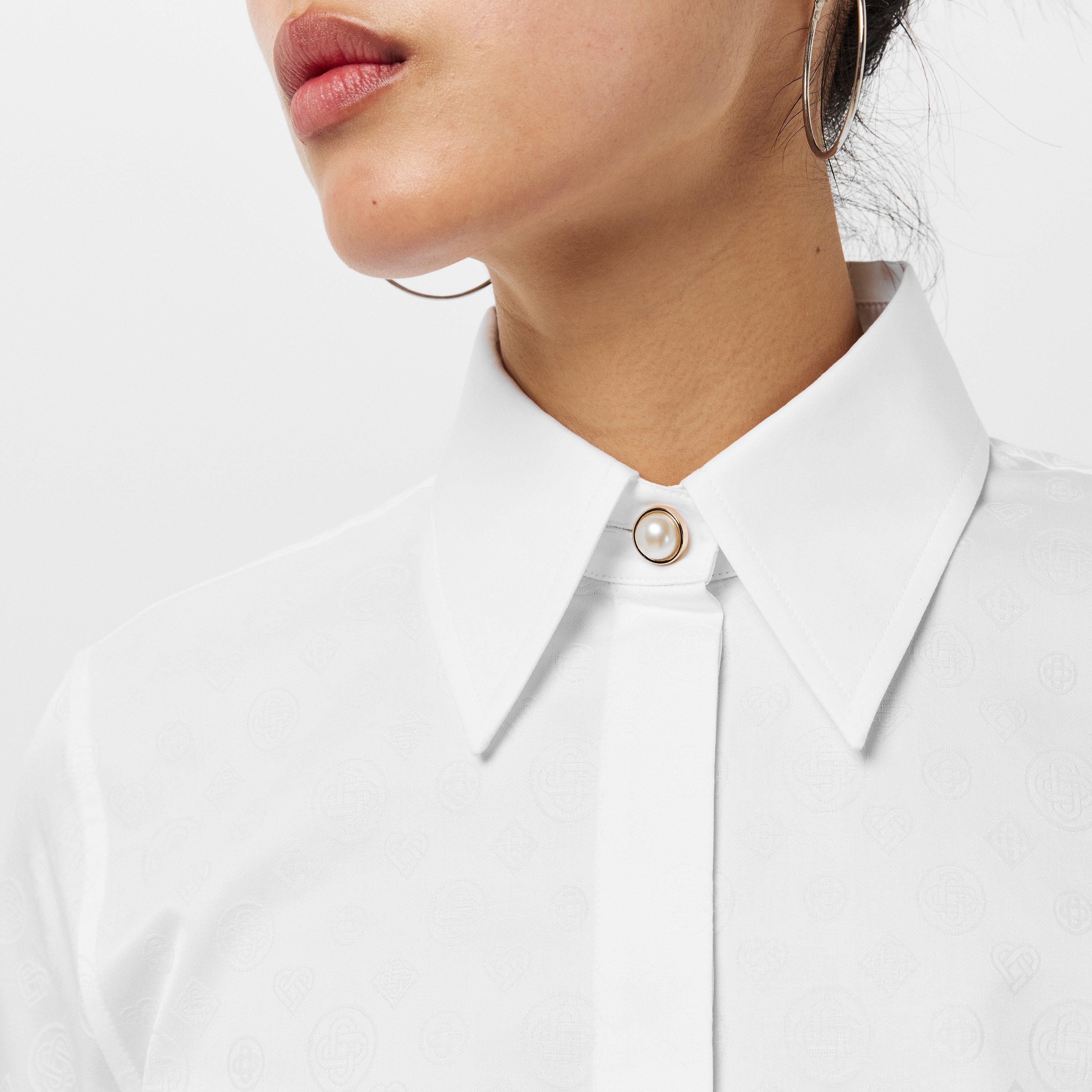 White - Casablanca - Women's Casa Mono Long-Sleeve Patterned Shirt - 5