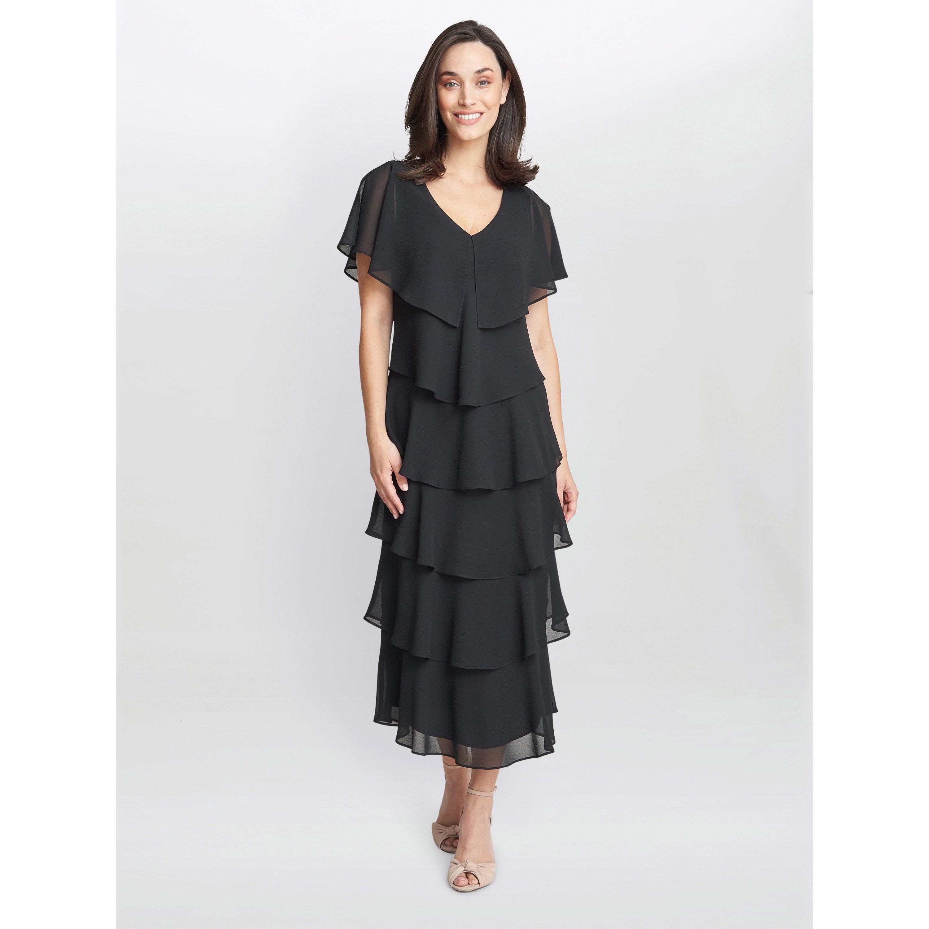 Gina Bacconi Women's Rebecca Midi Tiered Cocktail Dress - Black - 10