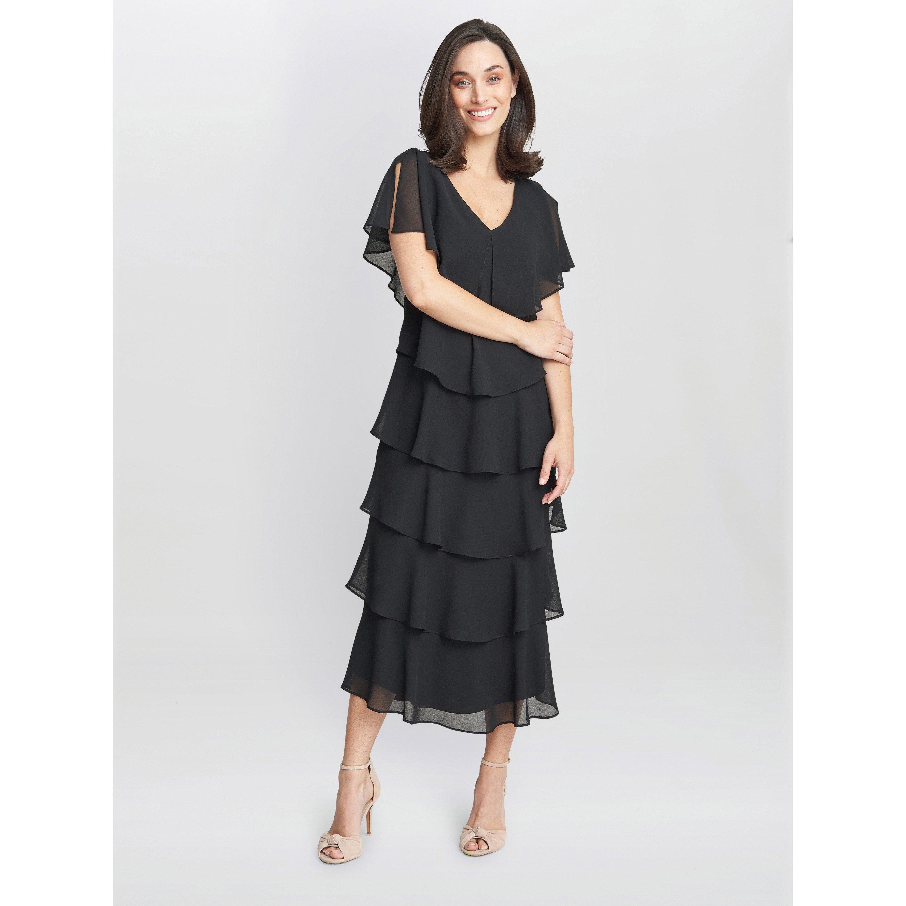 Black - Gina Bacconi - Women's Rebecca Midi Tiered Cocktail Dress - 3