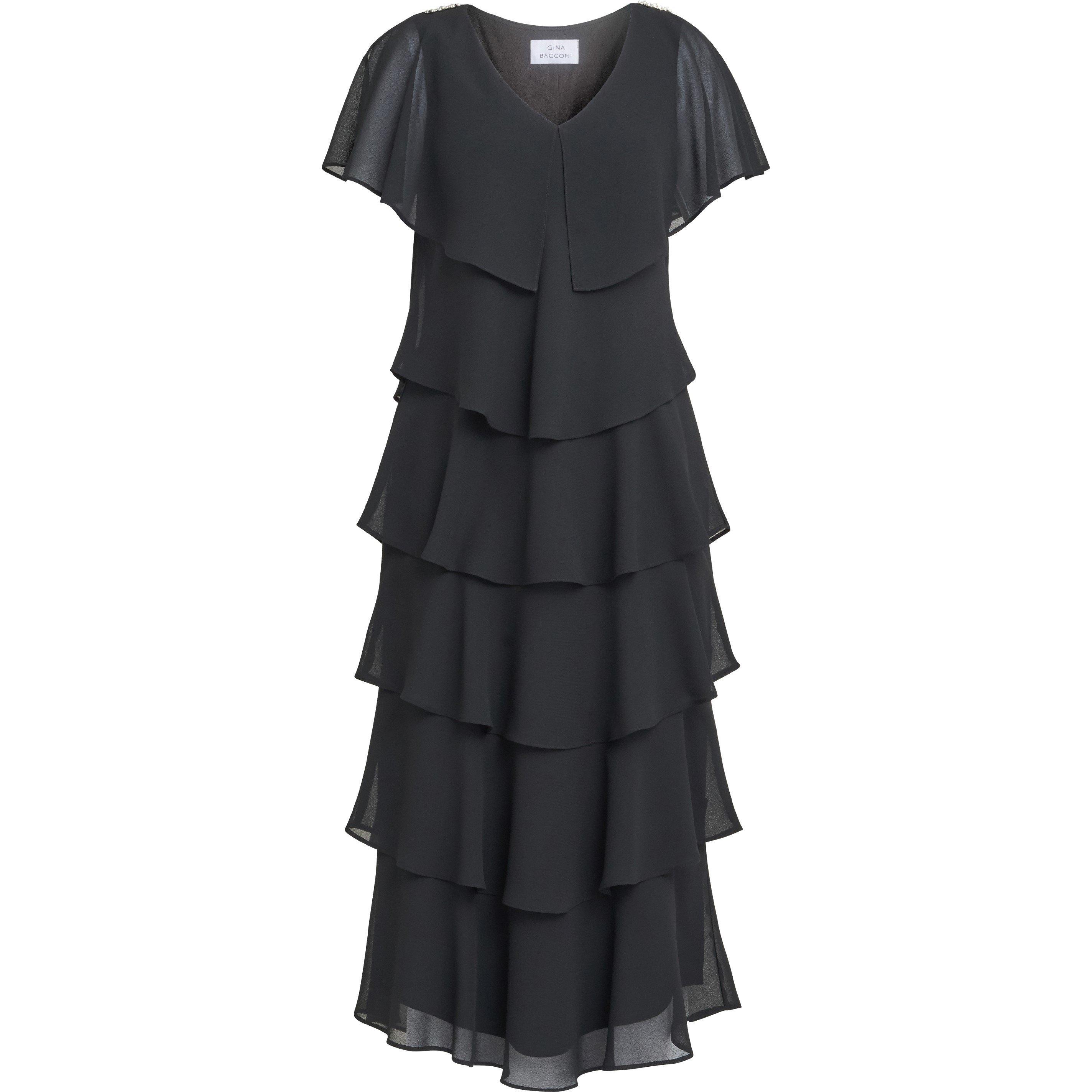 Black - Gina Bacconi - Women's Rebecca Midi Tiered Cocktail Dress - 4